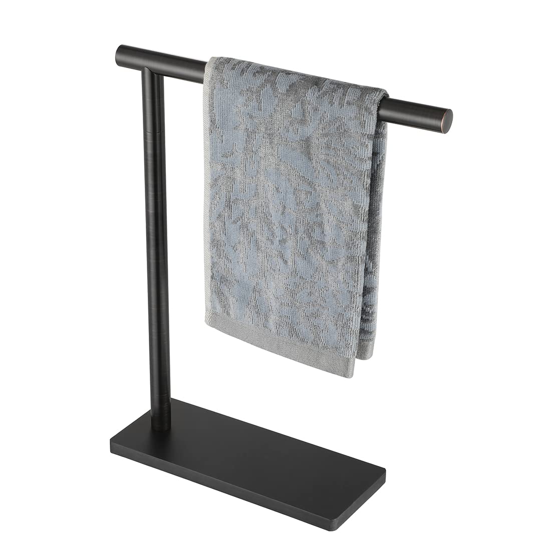 Jqk Hand Towel Holder Stand Oil Rubbed Bronze, Modern Tree Rack Free Standing For Countertop With 12 Inch Bar, 304 Stainless Thi