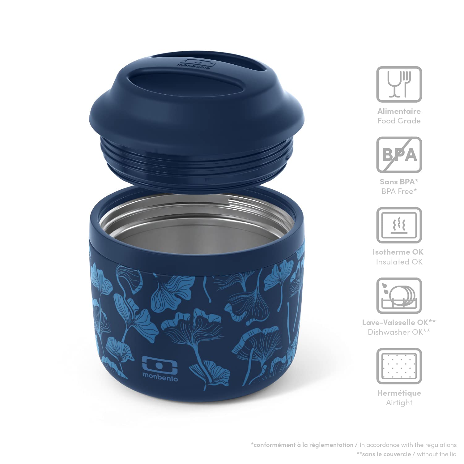 Monbento - Insulated Lunch Box Mb Element Black Onyx - Airtight And Insulated Bento Box Perfect For Work/Hiking/Outdoor Sports -
