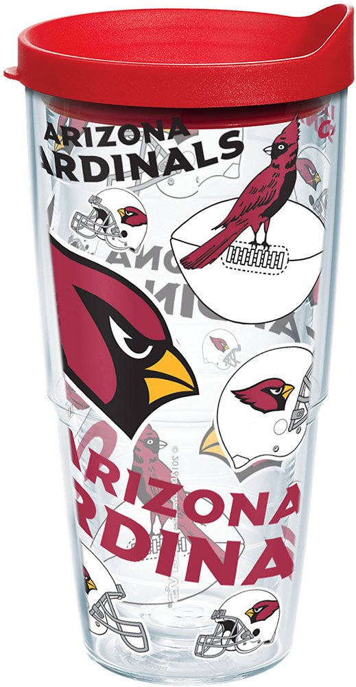 Tervis Nfl Arizona Cardinals - All Over Made In Usa Double Walled Insulated Tumbler Travel Cup Keeps Drinks Cold & Hot, 24Oz, Cl