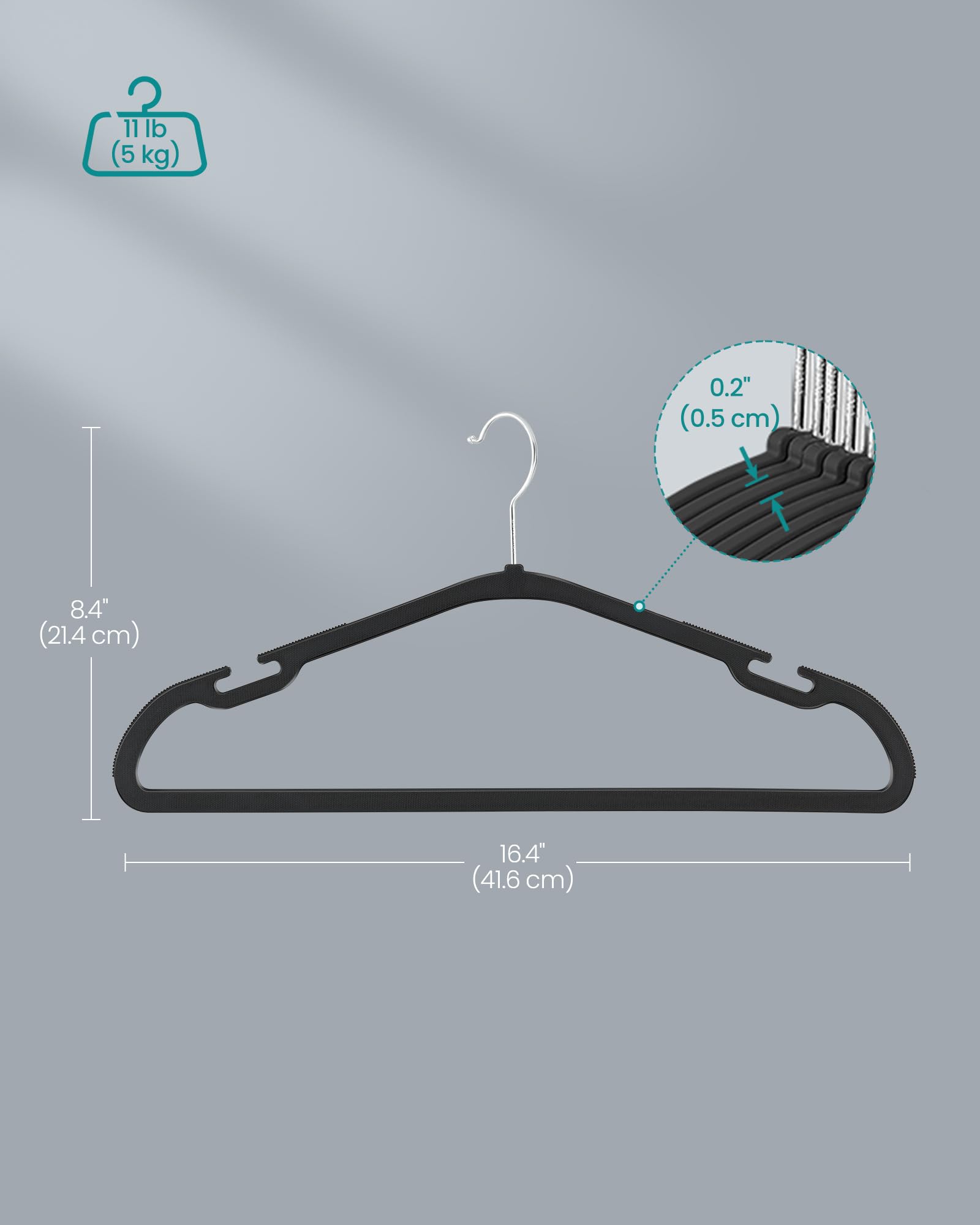 Songmics Clothes Hangers 50 Pack, Heavy-Duty Plastic Hangers, Coat Hangers With Wide Shoulder Notches, Pant Bar, 360 Swivel Hook