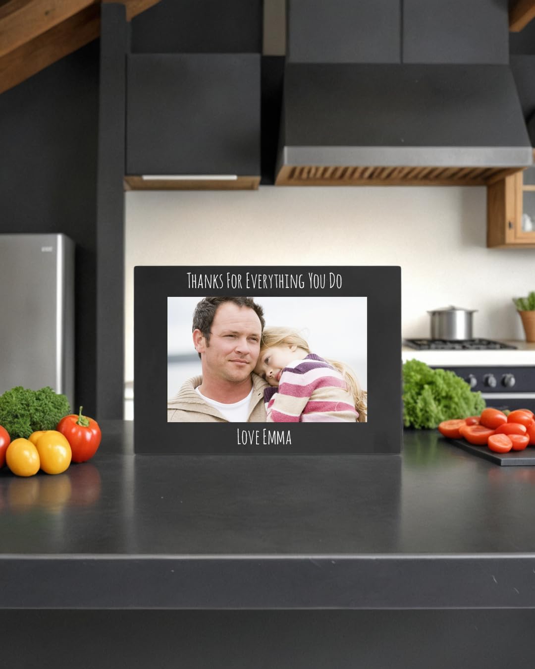 Personalized Add Your Custom Text Engraved Anodized Aluminum Hanging/Tabletop Personlized Group Family Photo Picture Frame 5x7-i