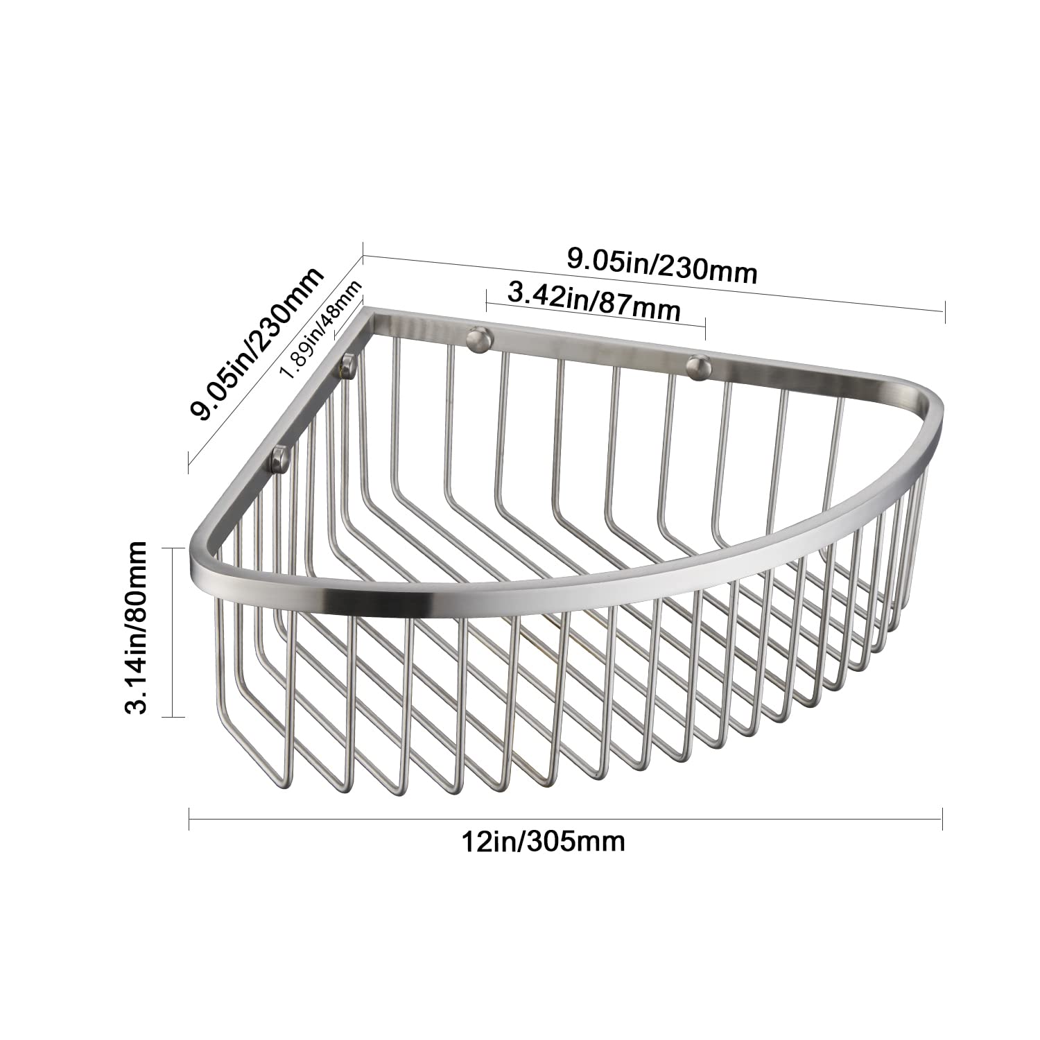 Gordee Bathroom Shower Caddy Corner Shelf Basket, Ultra Sturdy Rust-Proof Stainless Steel Bathroom Shelf Organizer Shampoo Holde