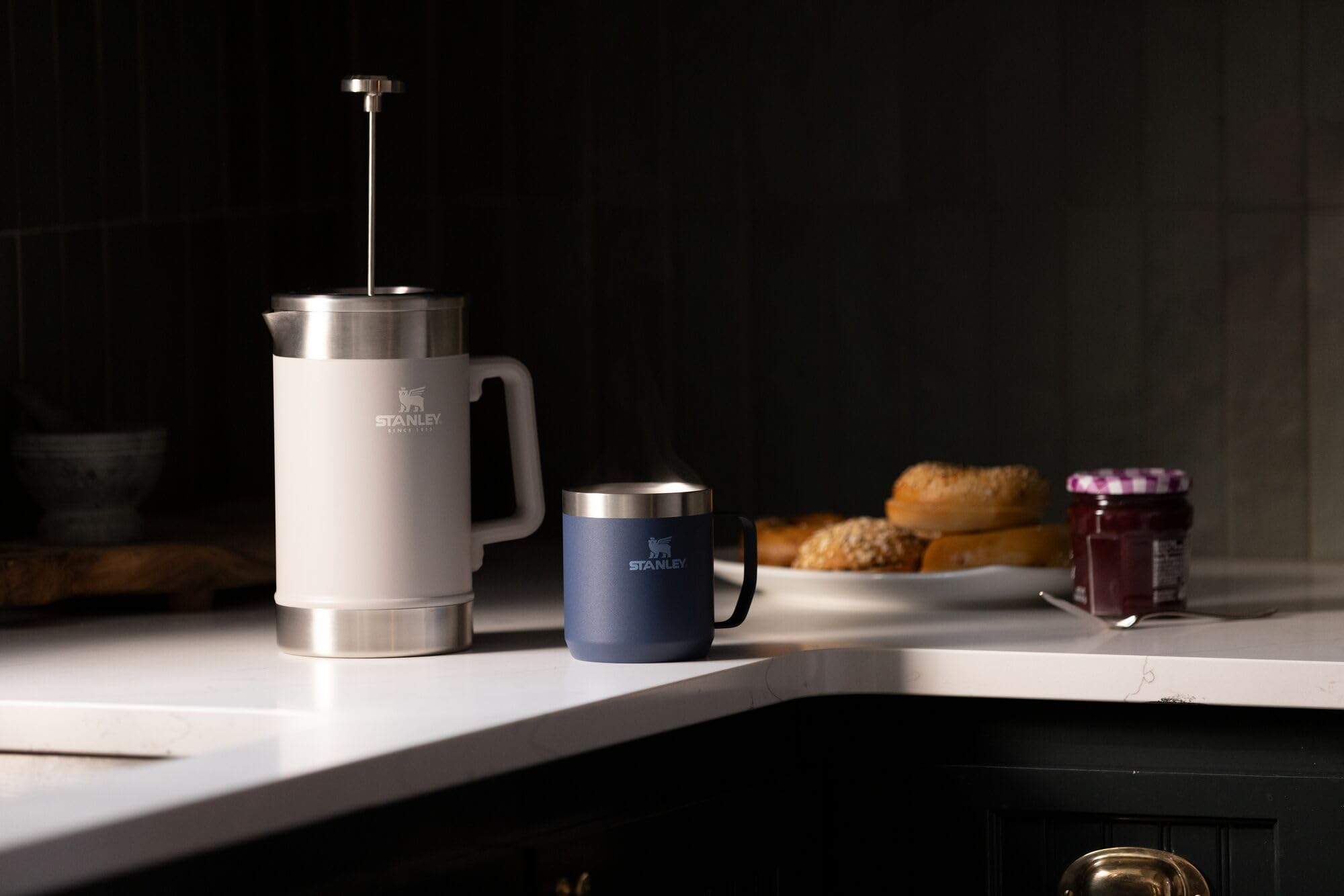 Stanley Stay Hot Camp Mug - Durable 18/8 Stainless Steel Insulated Mug - Splash-Free Tritan Drink-Thru Lid - 12 Oz - Tigerlily P