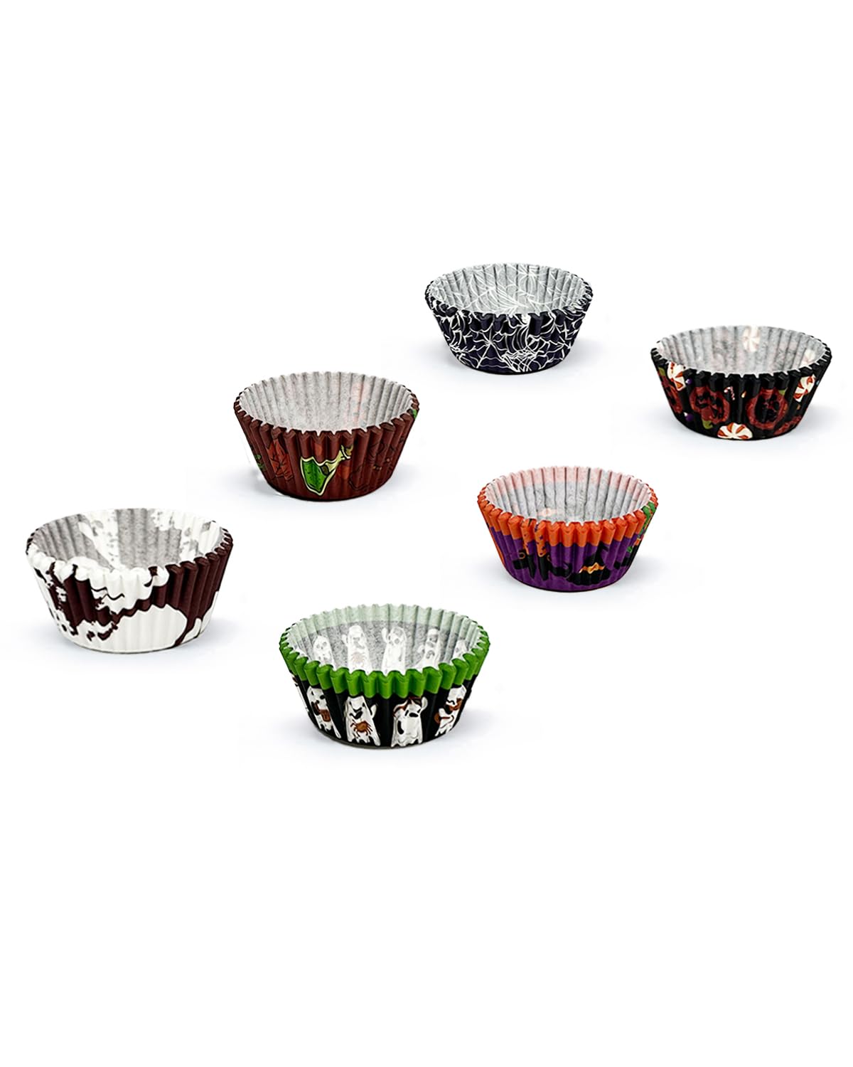 Qiqee Halloween 300-Count Cupcake Liners Standard Cupcake Cups 6 Design Cupcake Papers Baking Cups Cupcake Wrappers For Hallowee