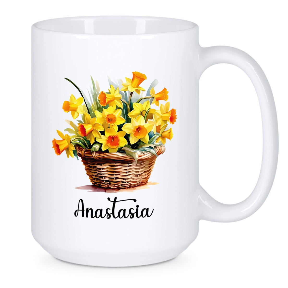 Customized Daffodils Mug Gift with Name, Daffodils Ceramic Cup Present, Personalized Flowers Coffee Mug Present, Custom Floral T