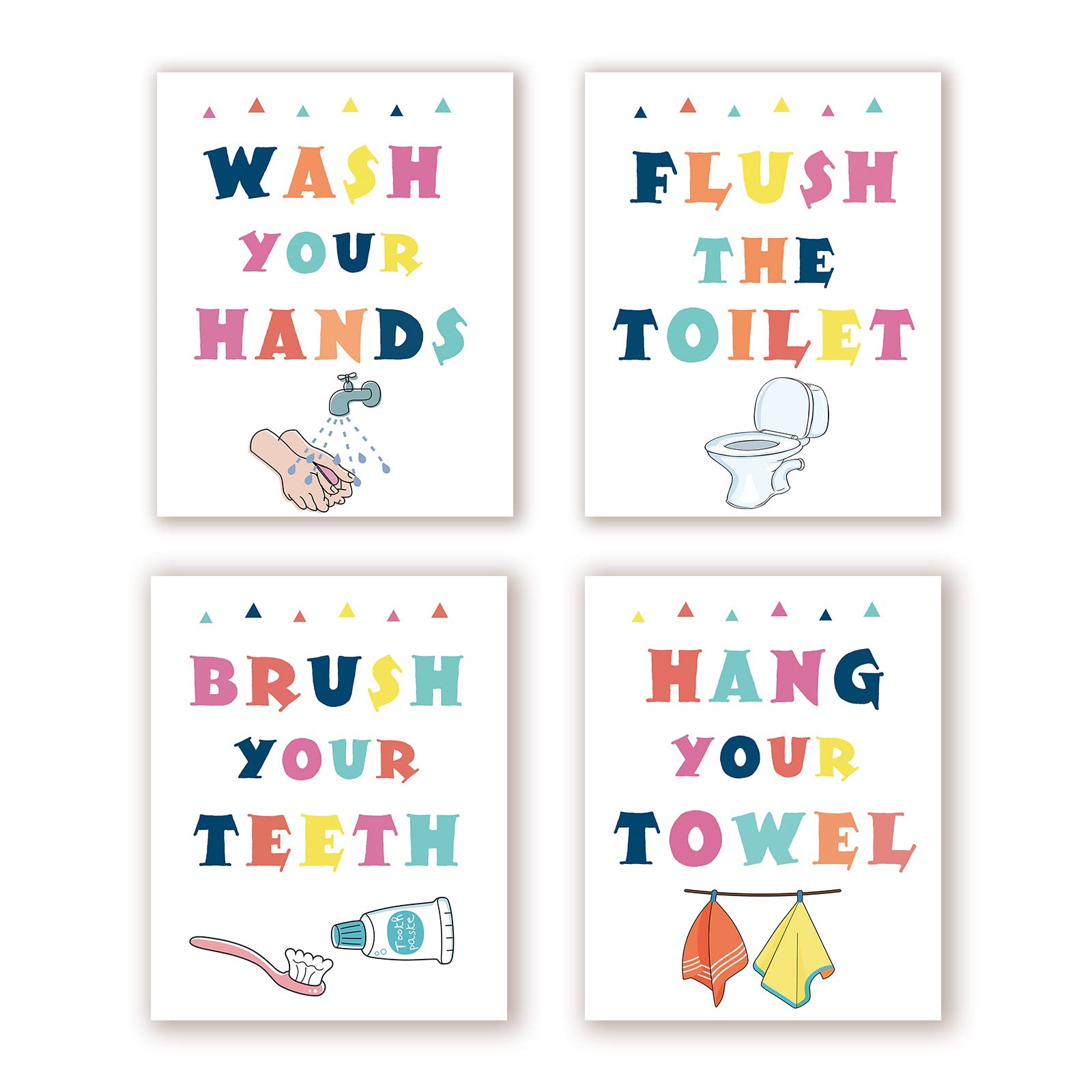 Insimsea Funny Bathroom Signs Prints, Bathroom Quotes And Sayings Art Prints, Kids Bathroom Wall Decor, Set Of 4, 8X10 Inch, Unf