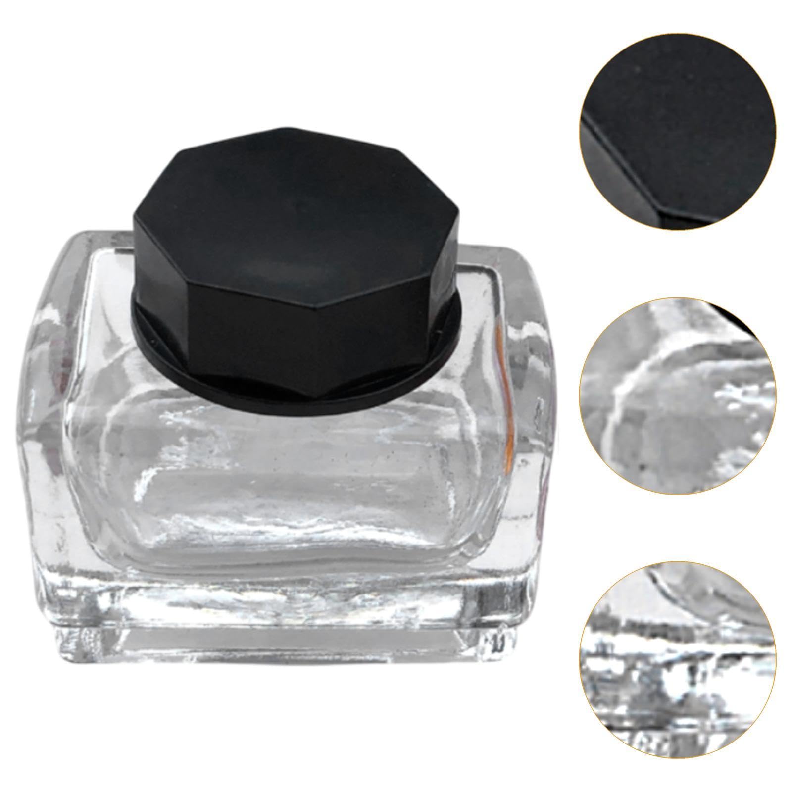 Luwecf 2Pcs Empty Ink Bottles Glass Bottles Clear Jar Bottles Pigment Container with Cap Storage Bottles for DIY Art Crafts Liqu