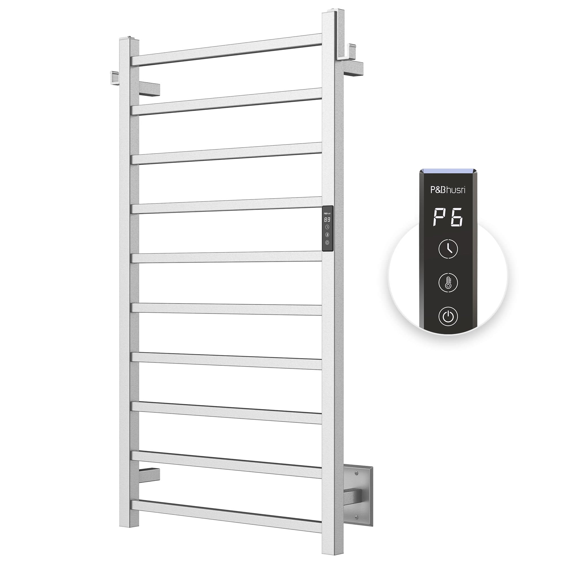 P&Bhusri Towel Warmer, 10-Bar Heated Towel Rack For Bathroom, Electric Towel Warmer With Timer & Temperature Multi-Level Adjustm
