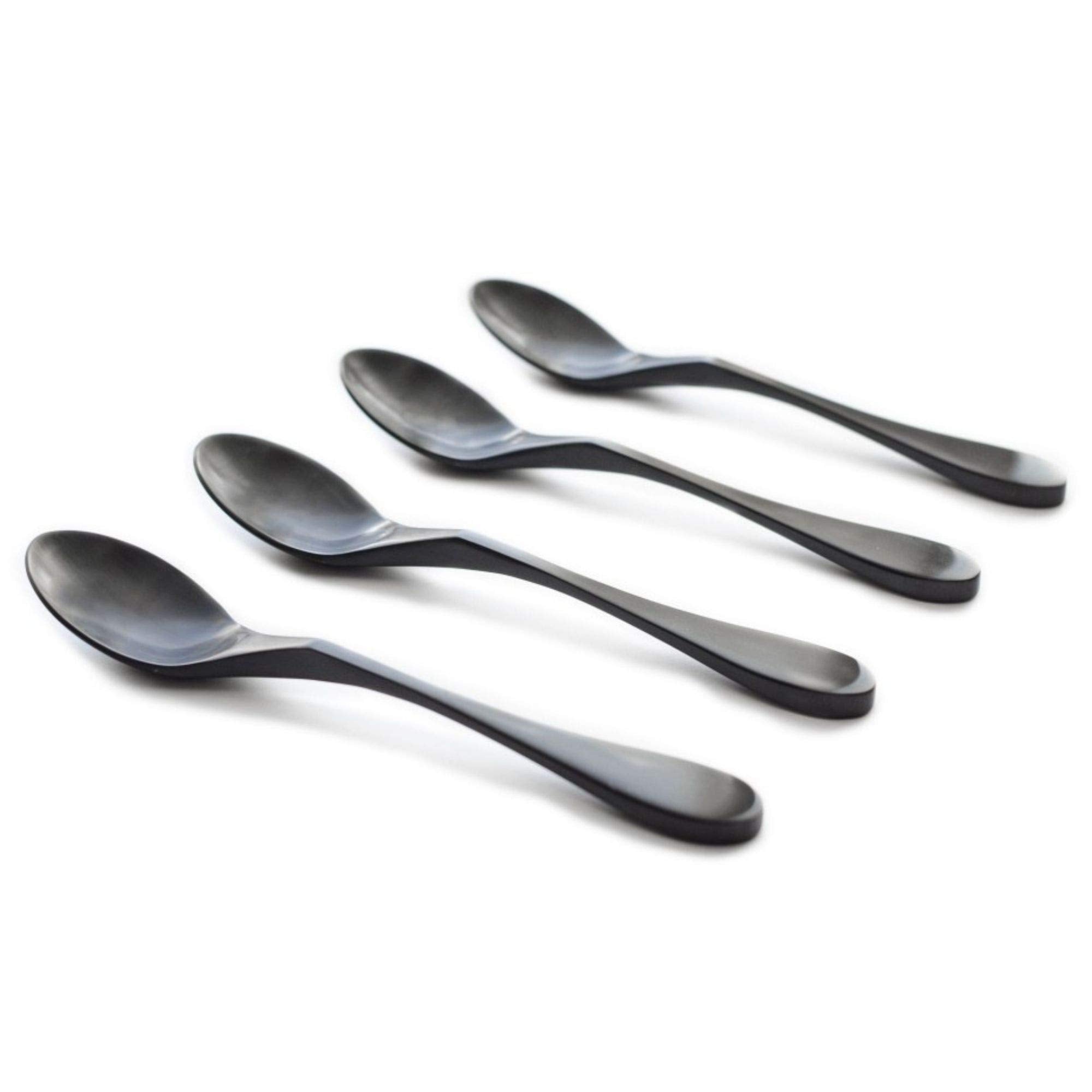 Knork Titanium Coated Stainless Steel Teaspoon, 4 Piece Set, Matte Black