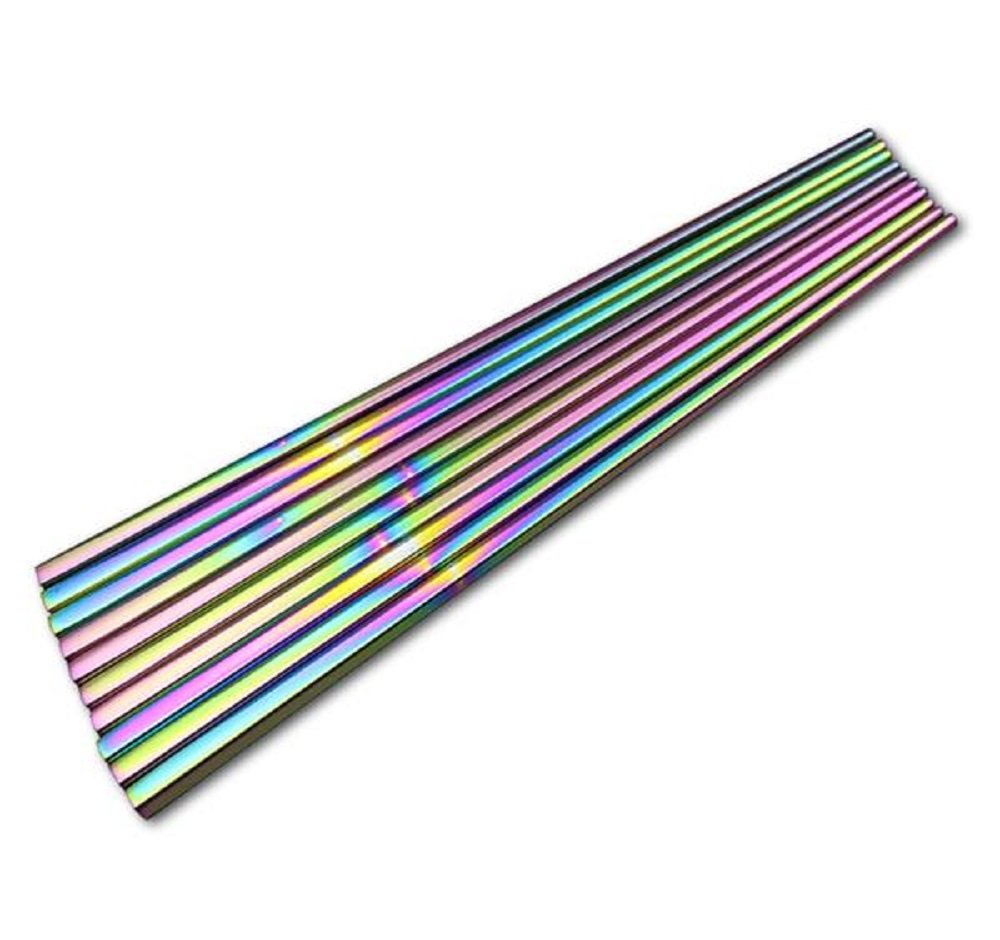 Paper & Quartz Holographic Iridescent Rainbow Kitchen Utensil Chopsticks In Stainless Steel