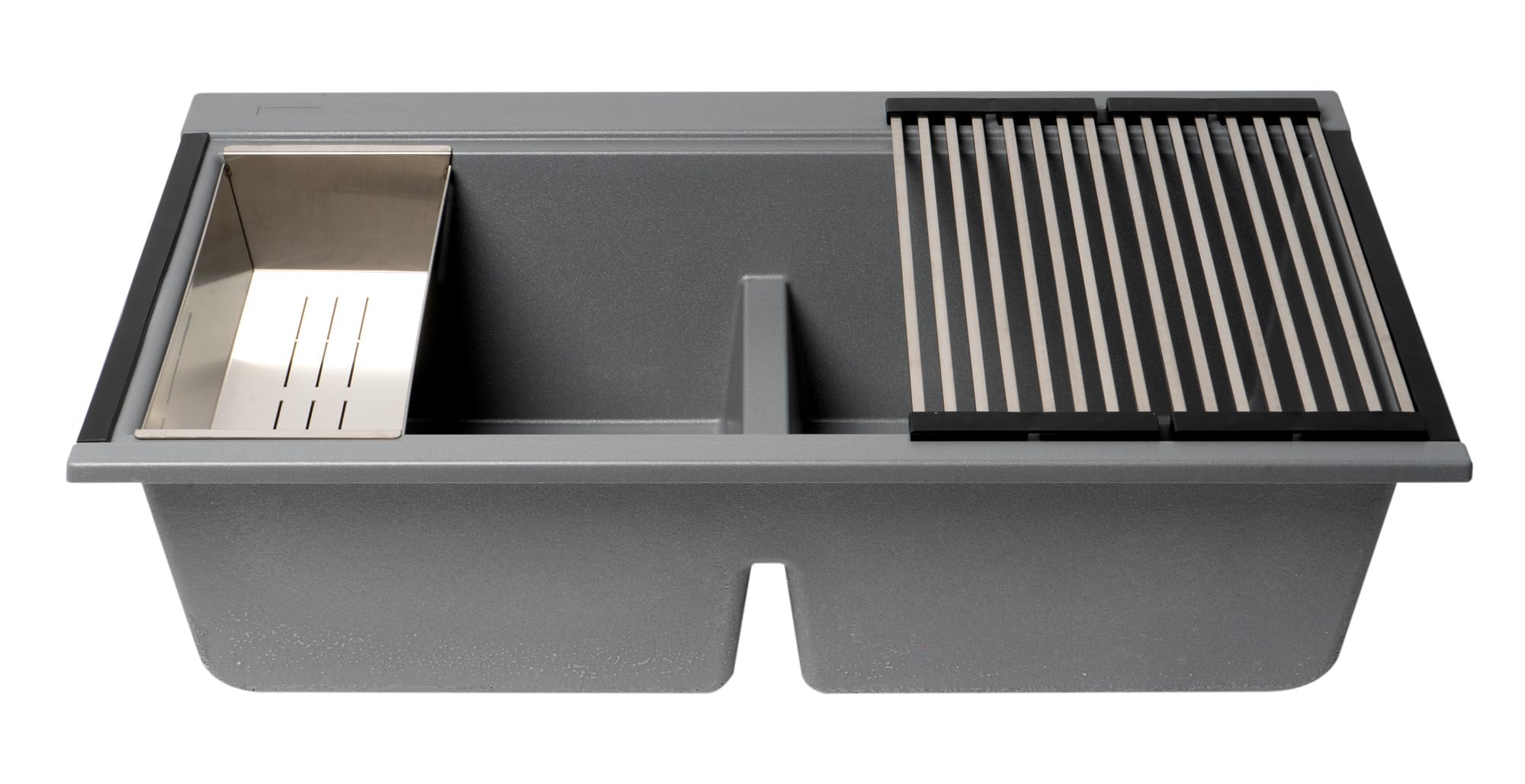 Alfi Brand Ab3418Dbum-T Titanium 33'' Granite Composite Workstation Step Rim Double Bowl Undermount Sink With Accessories