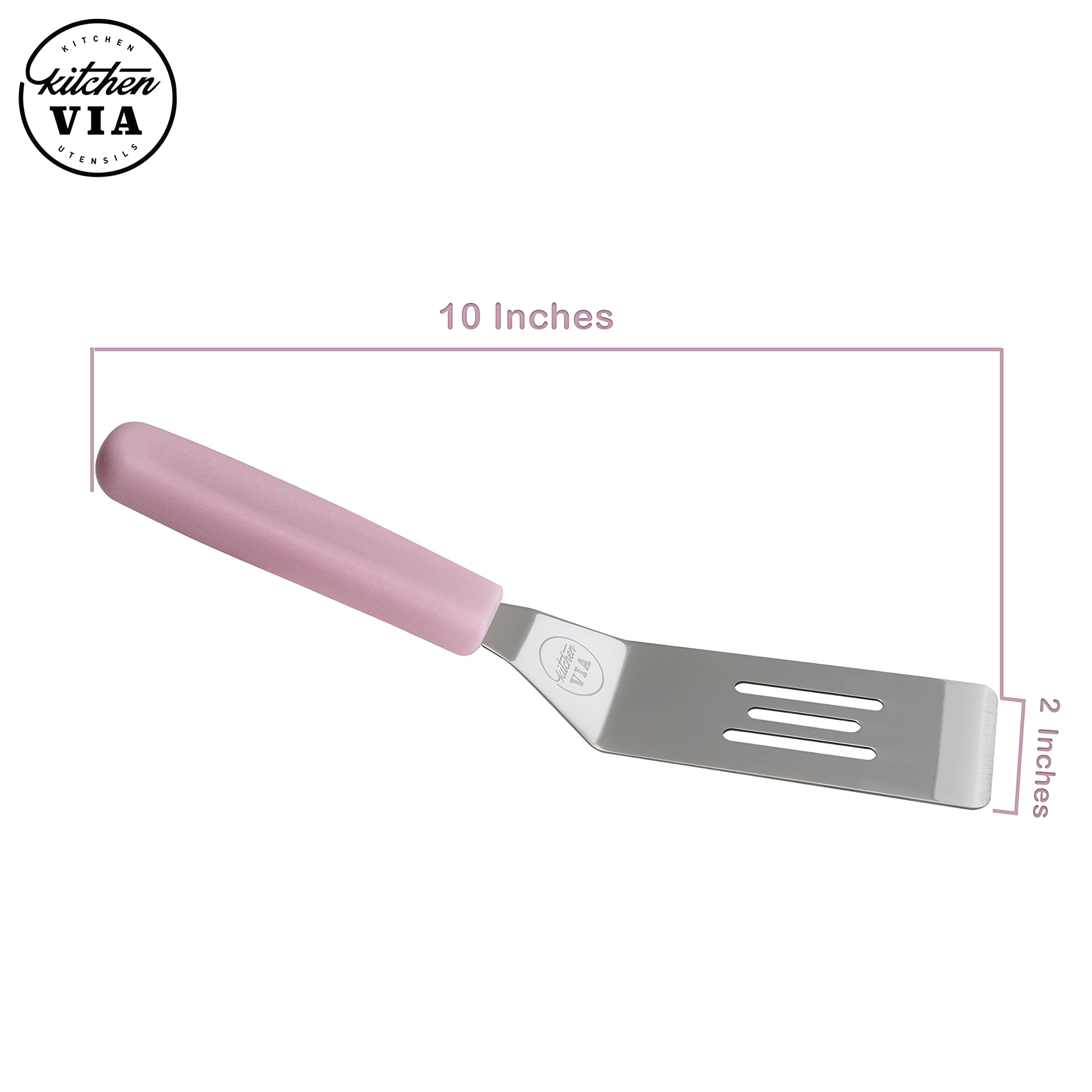 Kitchenvia Pink Handle Cookie Spatula - Small, Non-Stick, And Heat-Resistant Handle For Perfect Pastries, Pancakes, And Pizza