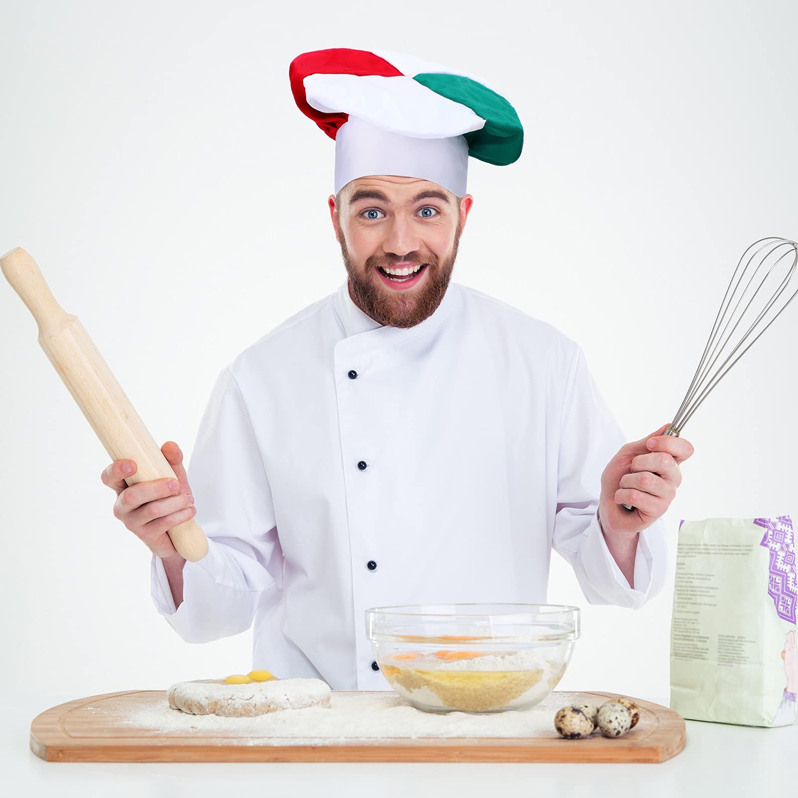 Foaincore Italian Themed Party Decorations 4 Pieces Italian Style Chef'S Hat Dinner Decor Red White And Green Mushroom Hat Gingh