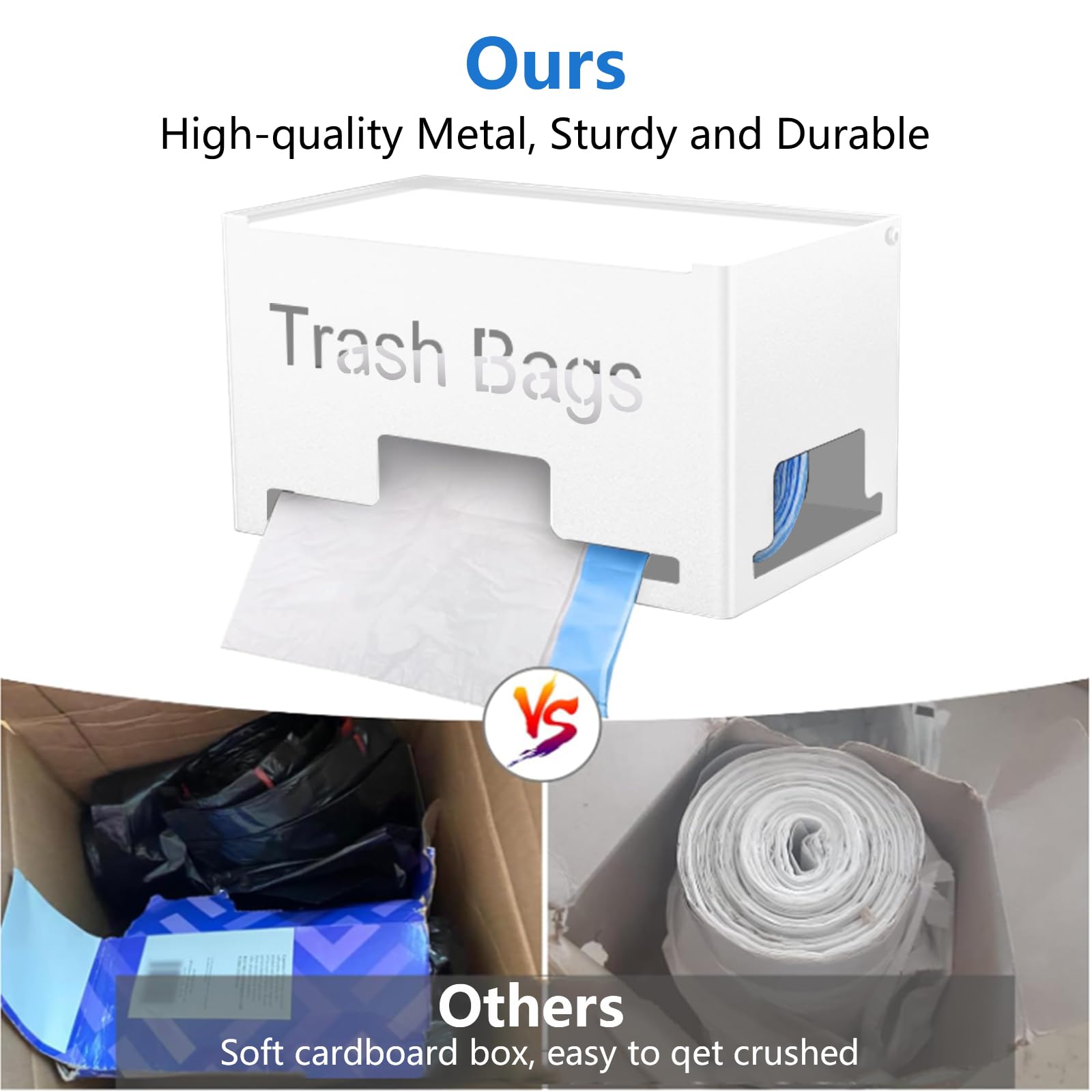 Stwwo Large Trash Bag Holder Dispenser, Metal Garbage Bag Dispenser Roll Holder, Kitchen Trash Bag Organizer For Under Sink, Wal