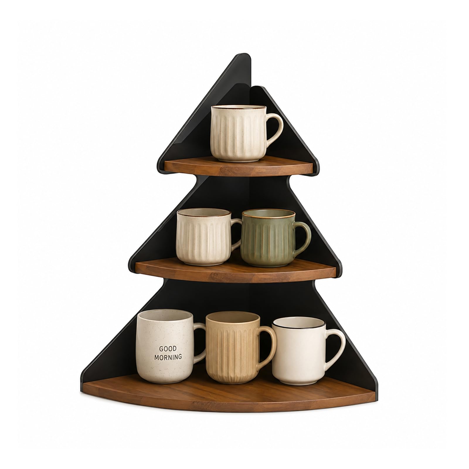 QYGGFBAI Coffee Mug Organizer Corner, Corner Coffee Mug Holder, Cup Organizer for Kitchen Cabinets  Solid Wood Christmas Tree D