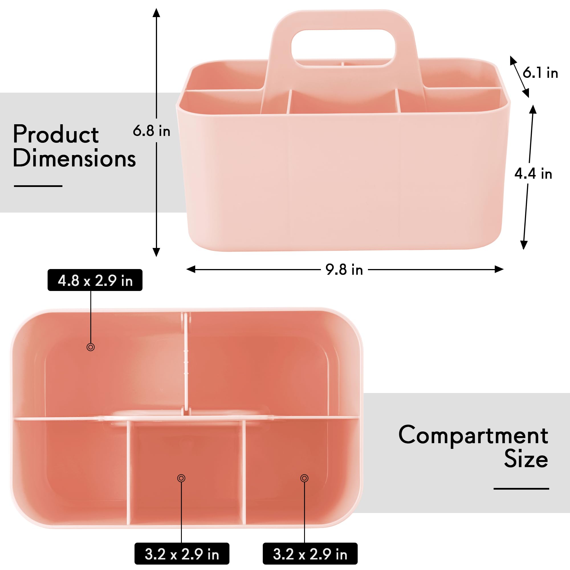 Tiawudi 2 Pack Caddy Organizer with Handle, Portable Plastic Caddy, Storage Organization for Cleaning, Bath, Makeup, Art, Craft,