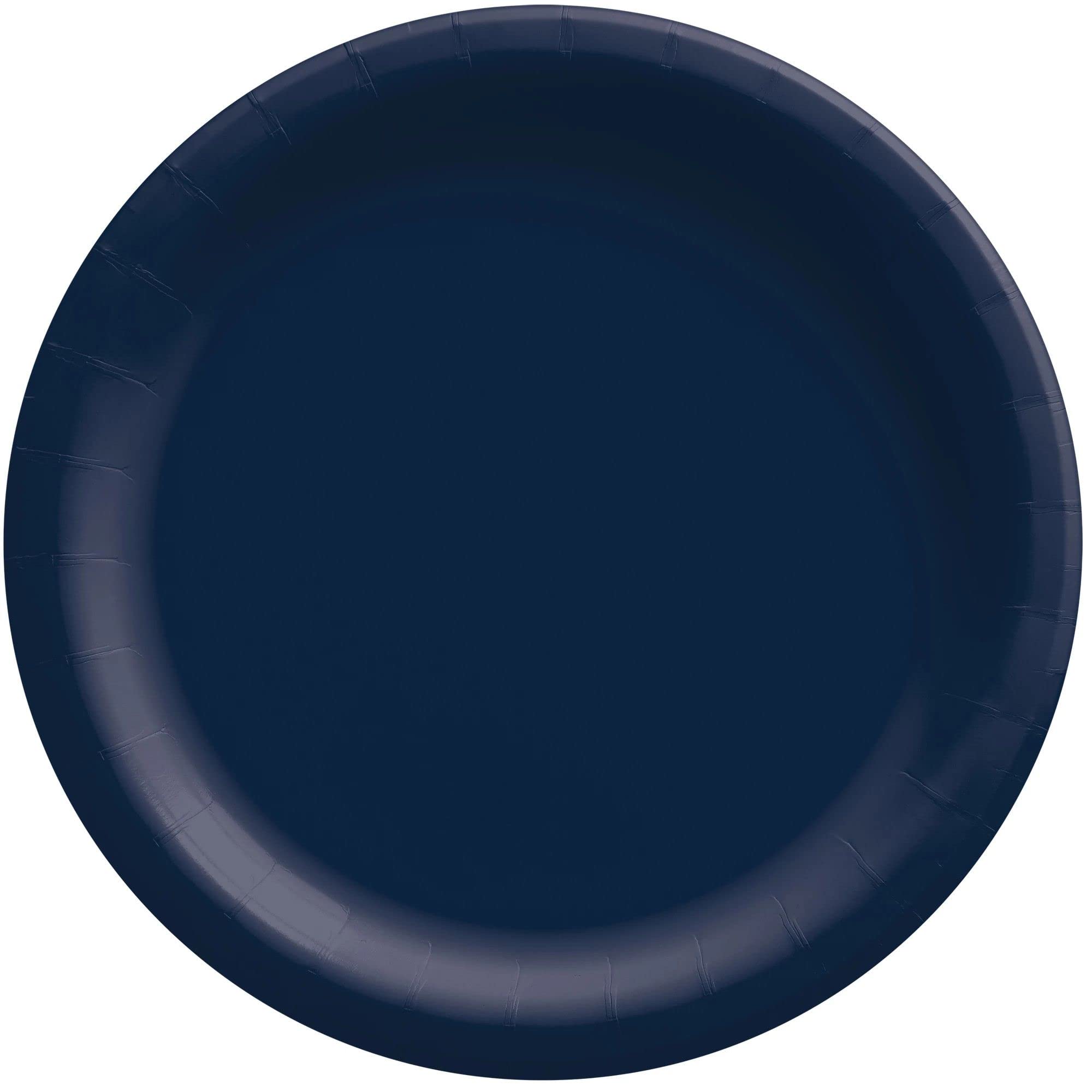 True Navy Round Paper Plates - 8.5 (50 Pc) - Sturdy & Eco-Friendly Party Essentials - Perfect For Celebrations & Events