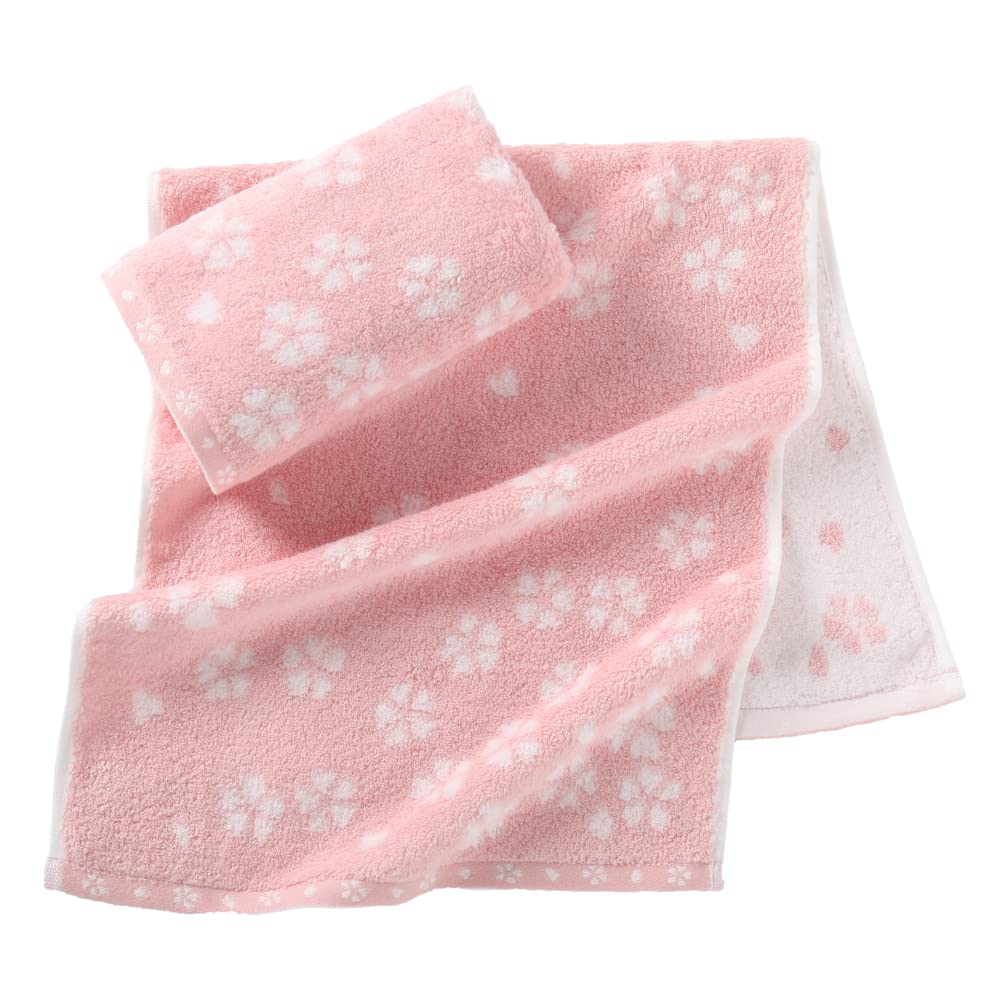 Sense Gnosis Sakura Pattern Pink Hand Towels Set Of 2 Super Soft 100% Cotton Decorative Floral Hand Towels For Bathroom 13 X 29