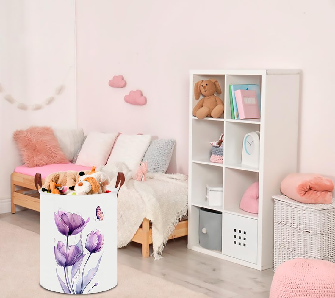 Clocor Large Laundry Basket,Waterproof Nursery Hamper,Collapsible Fabric Storage Container,Toys Bin,Room Decor,Gift Basket(Purpl