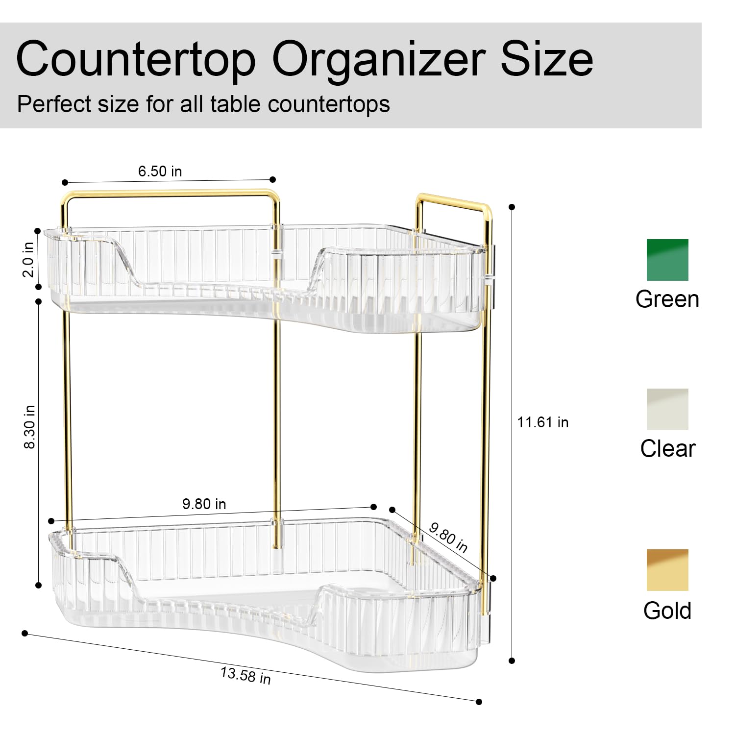 Gti 2 Tier Bathroom Counter Organizer, Multi-Function Corner Bathroom Organizer Countertop,Makeup Organizer Perfume For Dresser