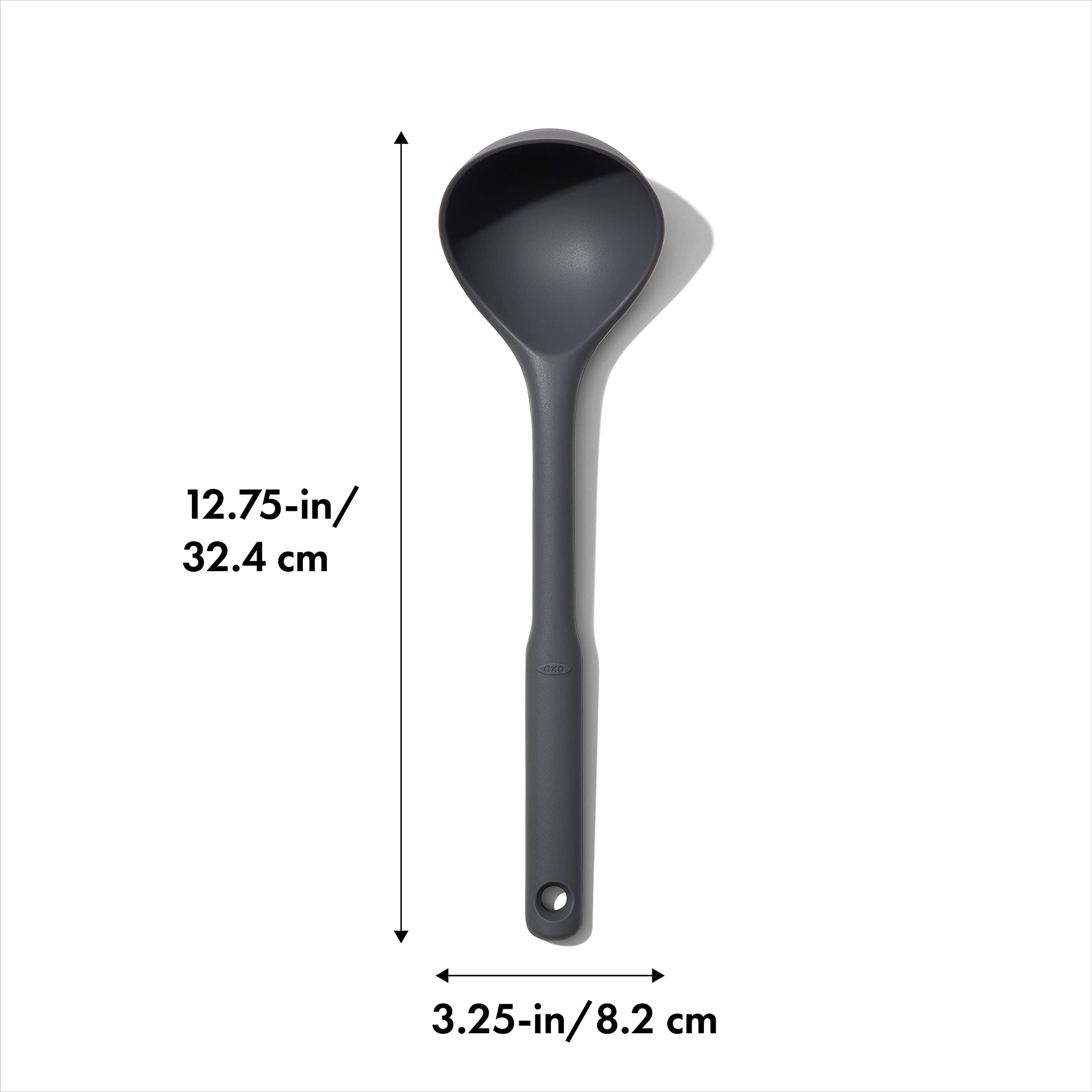 OXO Good Grips Silicone Ladle - One Size, Peppercorn Color, Model 11282200, Durable Kitchen Utensil
