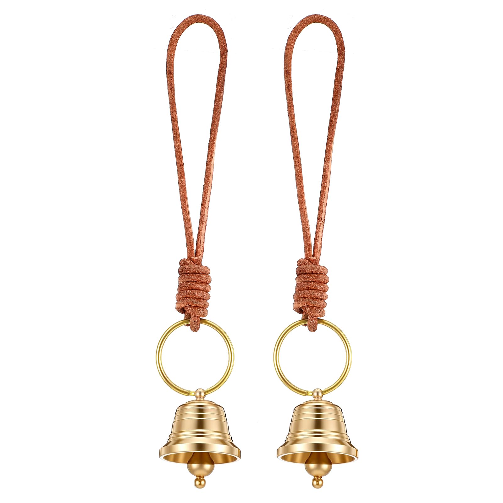 ElevateTech 2Pcs Vintage Hanging Bell for Door Knob Jingle Bells Outside Hanging Decor Indoor Decoration Clear Ringing Sound Sui