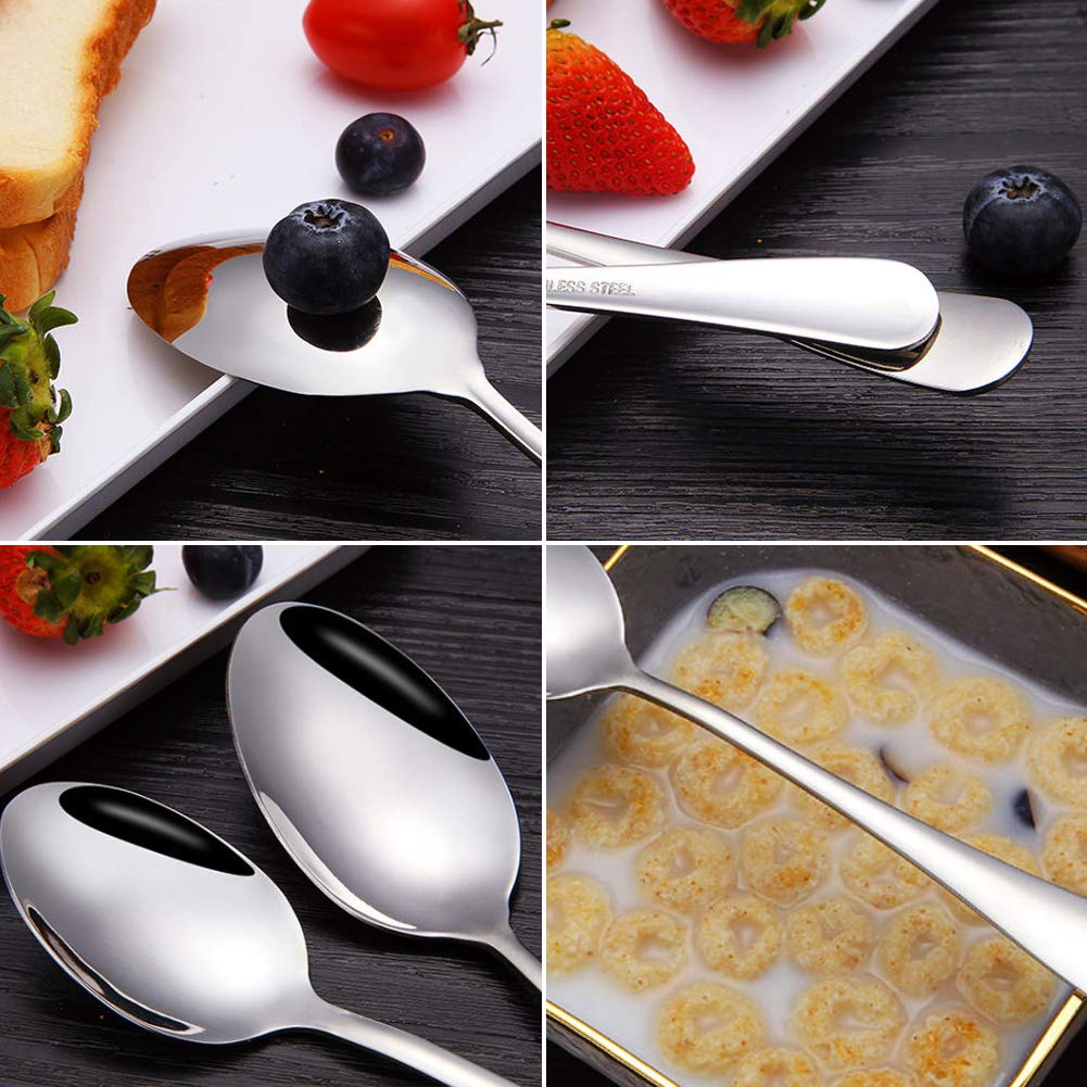 Hansgo Teaspoons Stainless Steel, 6 Piece Dinner Spoons Set 6.7 Inches Dessert Spoons Use For Home, Kitchen Or Restaurant