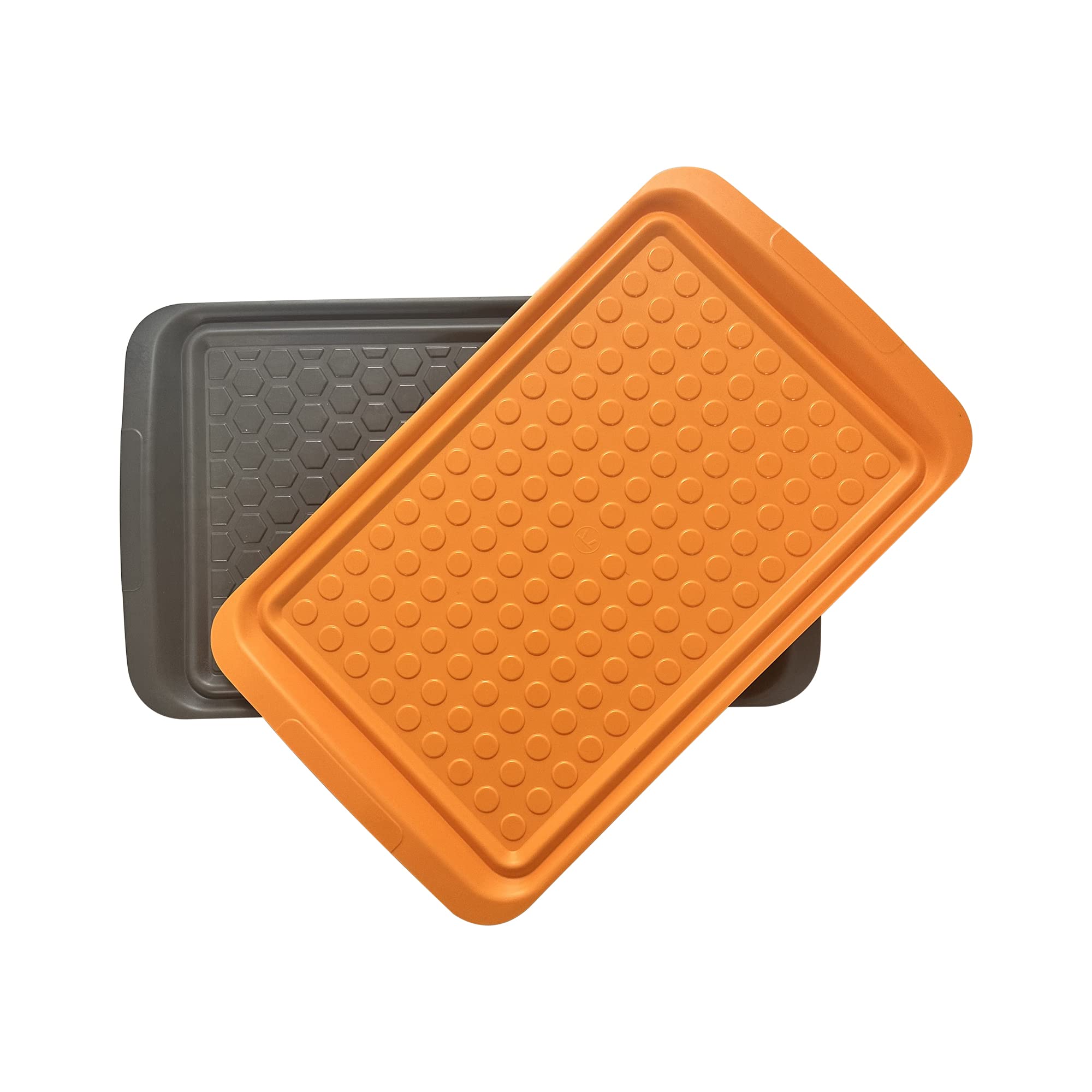 Outset Grill Prep Trays, Set Of 2 Large Trays, 17'' X 10.5'', Orange And Black