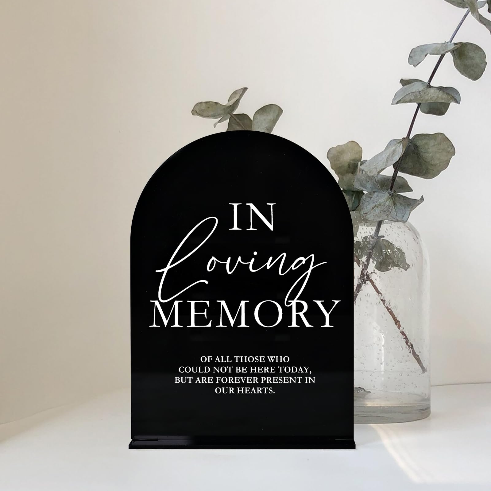 Acrylic Wedding Memory Sign with Stand- 5x7 Black Arched Acrylic Wedding Sign and Base,1/8 Thick | Modern Calligraphy TableTop S
