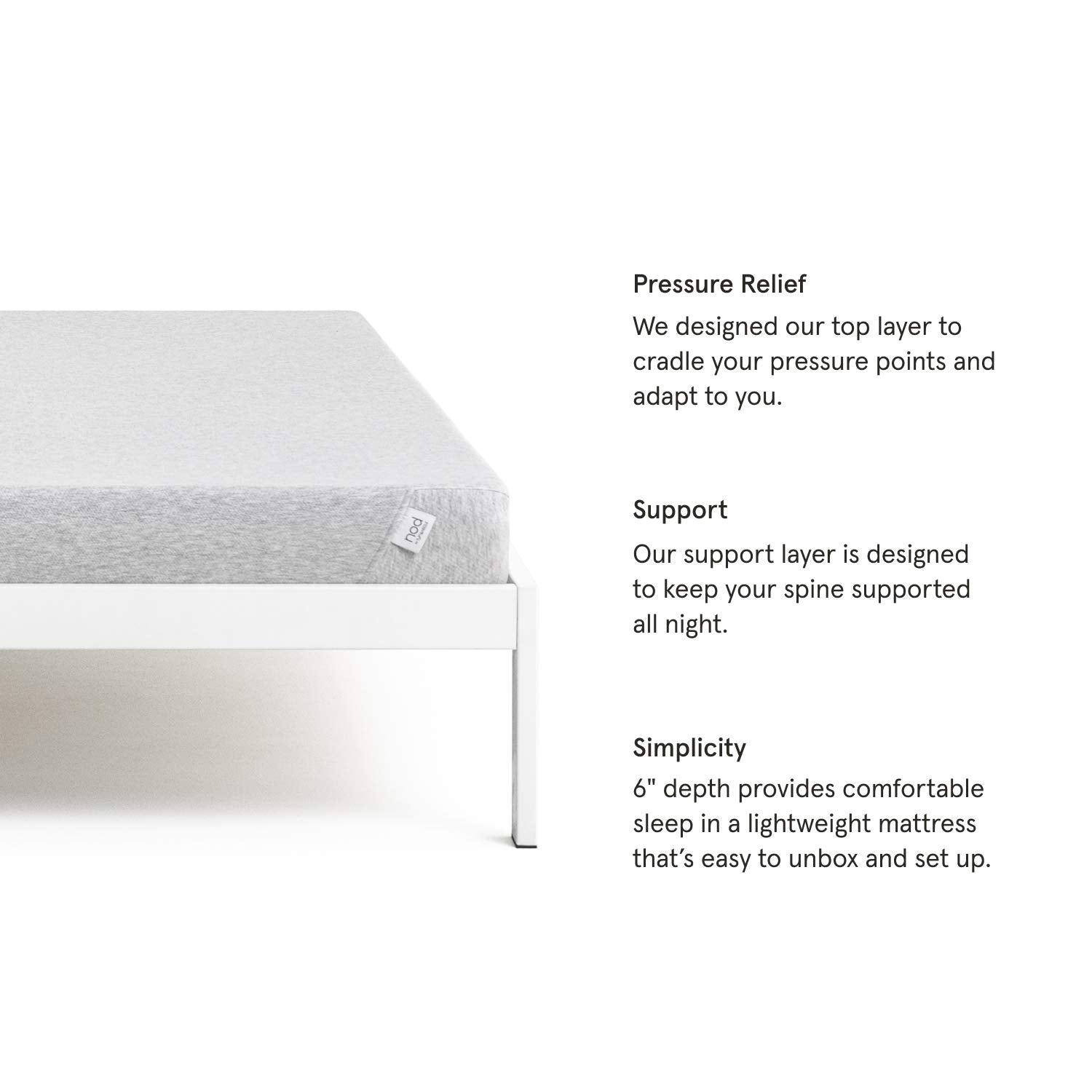Nod By Tuft & Needle Firm 6'' Cal King Size Adaptive Foam Mattress In A Box, Breathable, Pressure Relief, Supportive, Light, 100