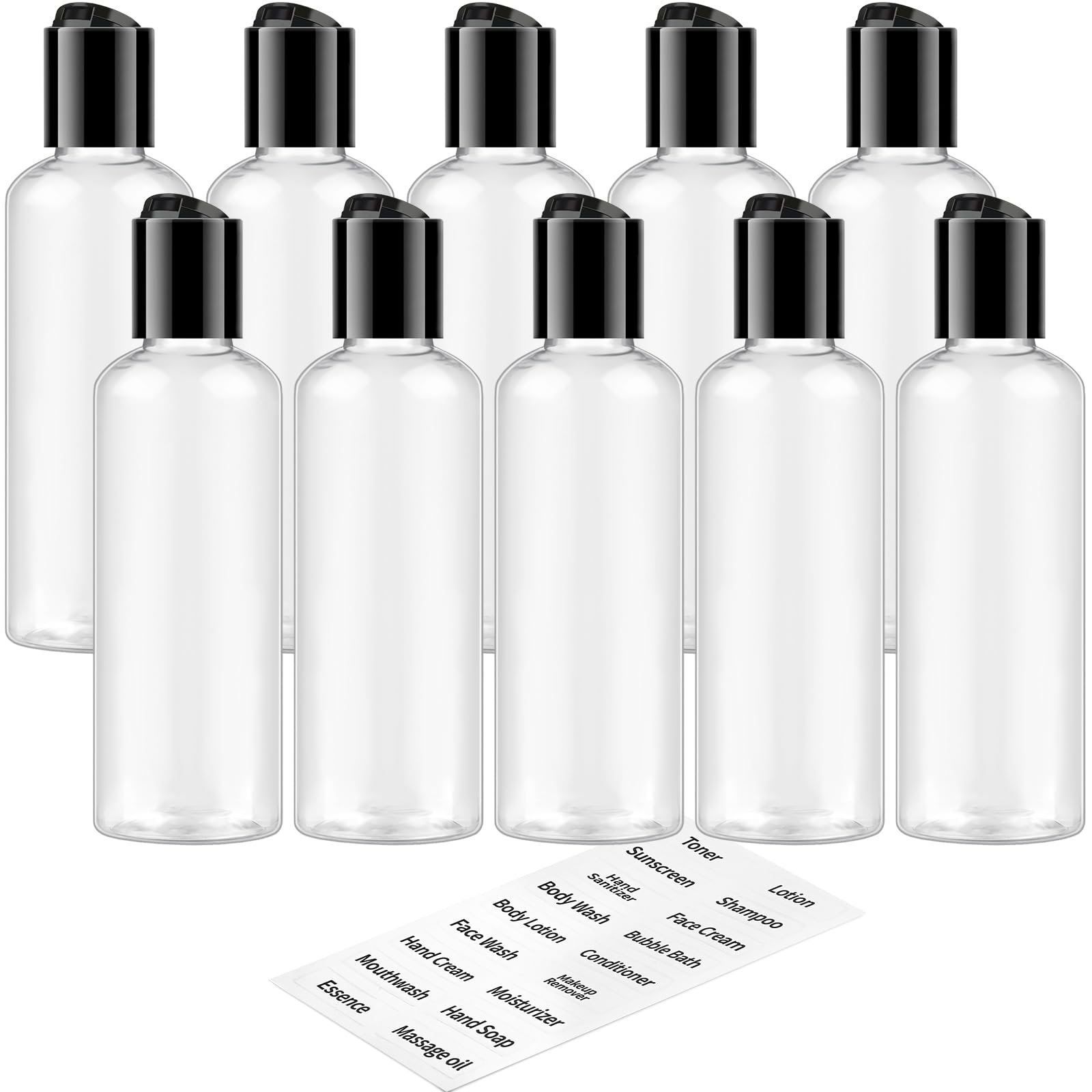 Tuzazo 10 Pack 3.4 Oz Clear Travel Bottles For Toiletries Tsa Approved Leakproof Travel Size Containers Empty Small Plastic Sham