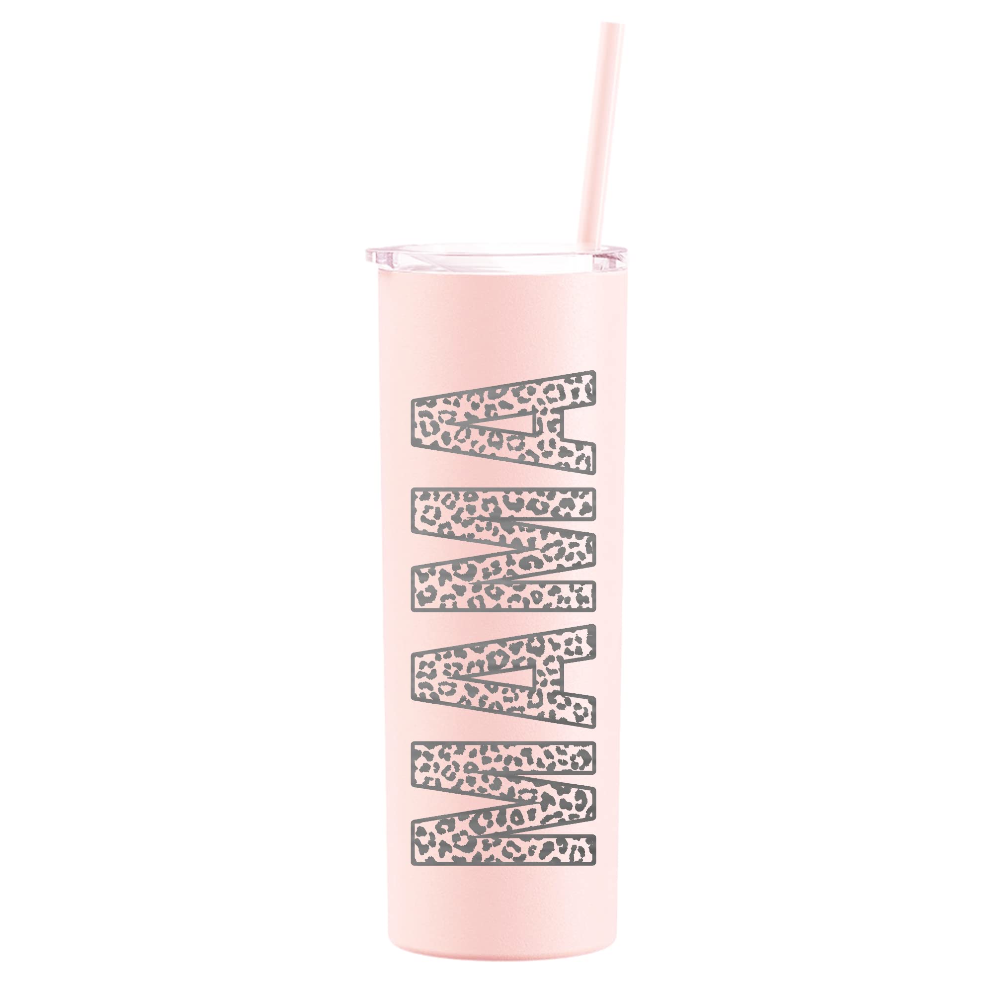 The Crafty Engineer (Matte Blush Leopard Print Mama Tumbler - 20 Oz Leopard Mama Tumbler - Laser Engraved Mama Print Leopard Des