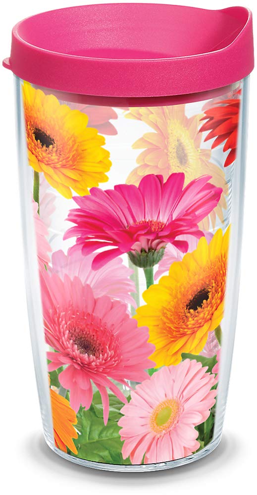 Tervis Gerbera Daisies Made In Usa Double Walled Insulated Tumbler Travel Cup Keeps Drinks Cold & Hot, 16Oz, Classic