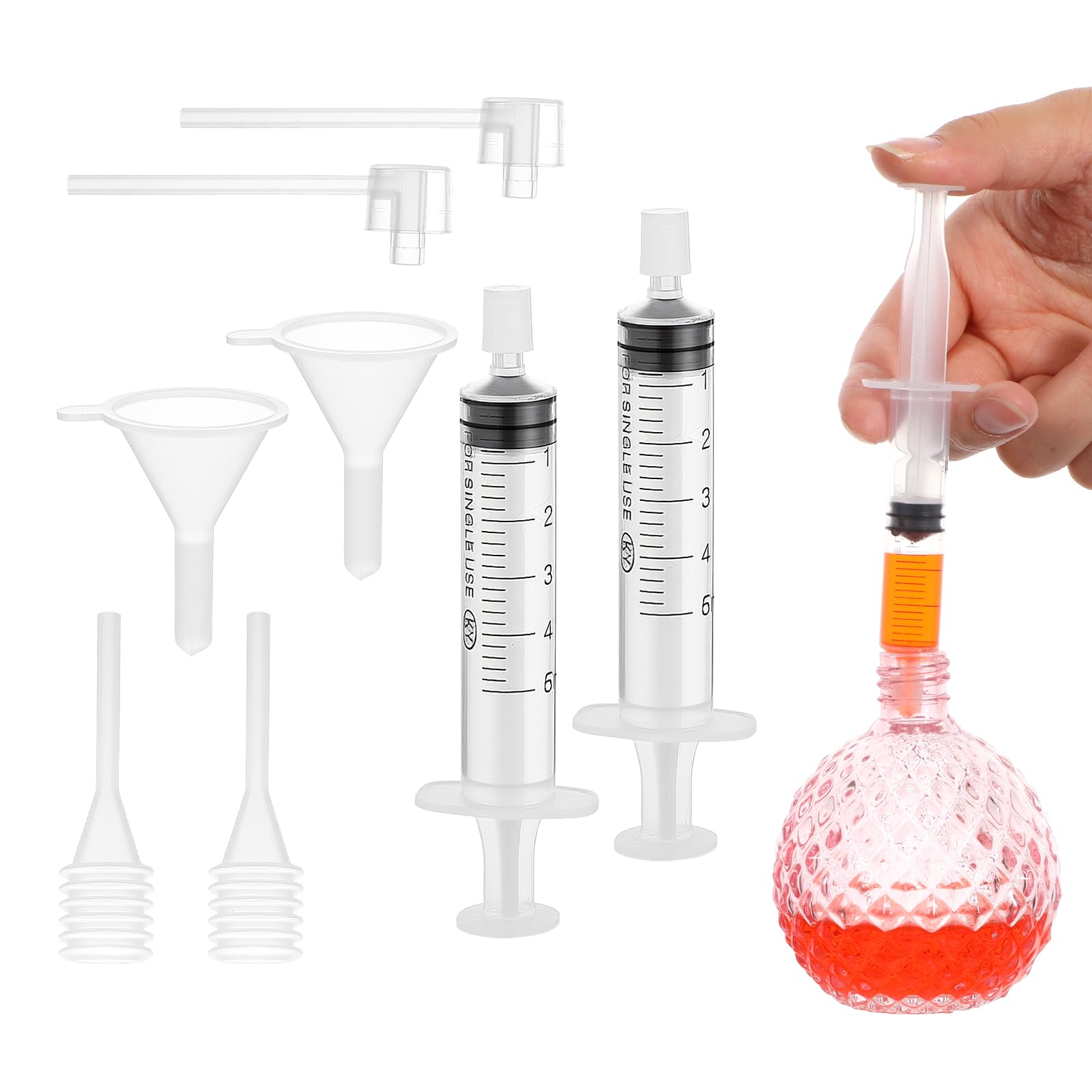 2 Sets Plastic Perfume Dispenser Transfer Tools Kit 5ml Perfume Refill Pump Tools Include Clear Pump, Dropper, Clear Funnel and 