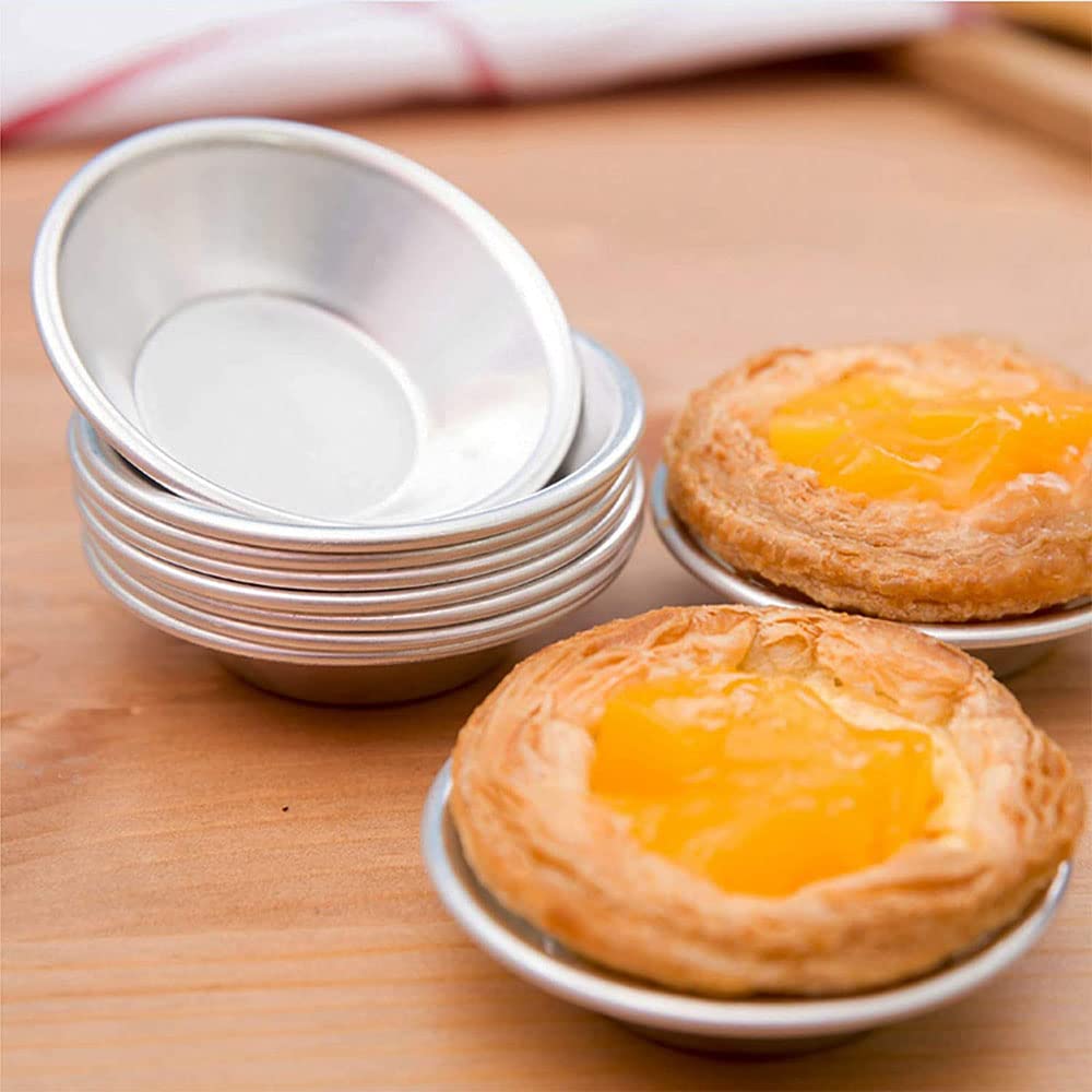 Yo-Yihhg 8Pcs Egg Tart Molds, Stainless Steel Cupcake Baking Mold Round Shape Reusable Dessert Molds For Home Kitchen (M)