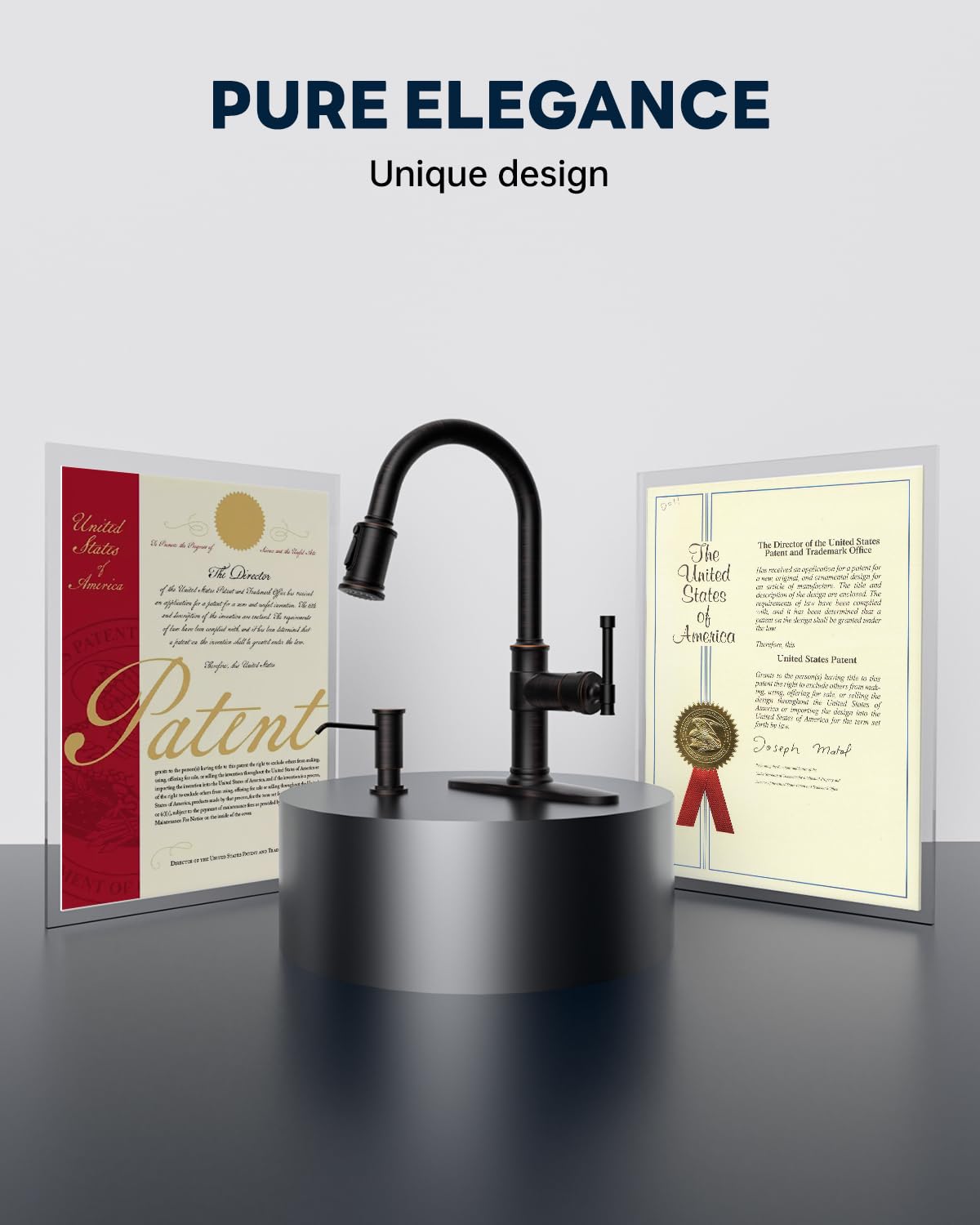 Antique Oil Rubbed Bronze Kitchen Sink Faucet With Soap Dispenser, Dayone Pull Down Farmhouse Faucet For Sink With 3 Mode Spraye