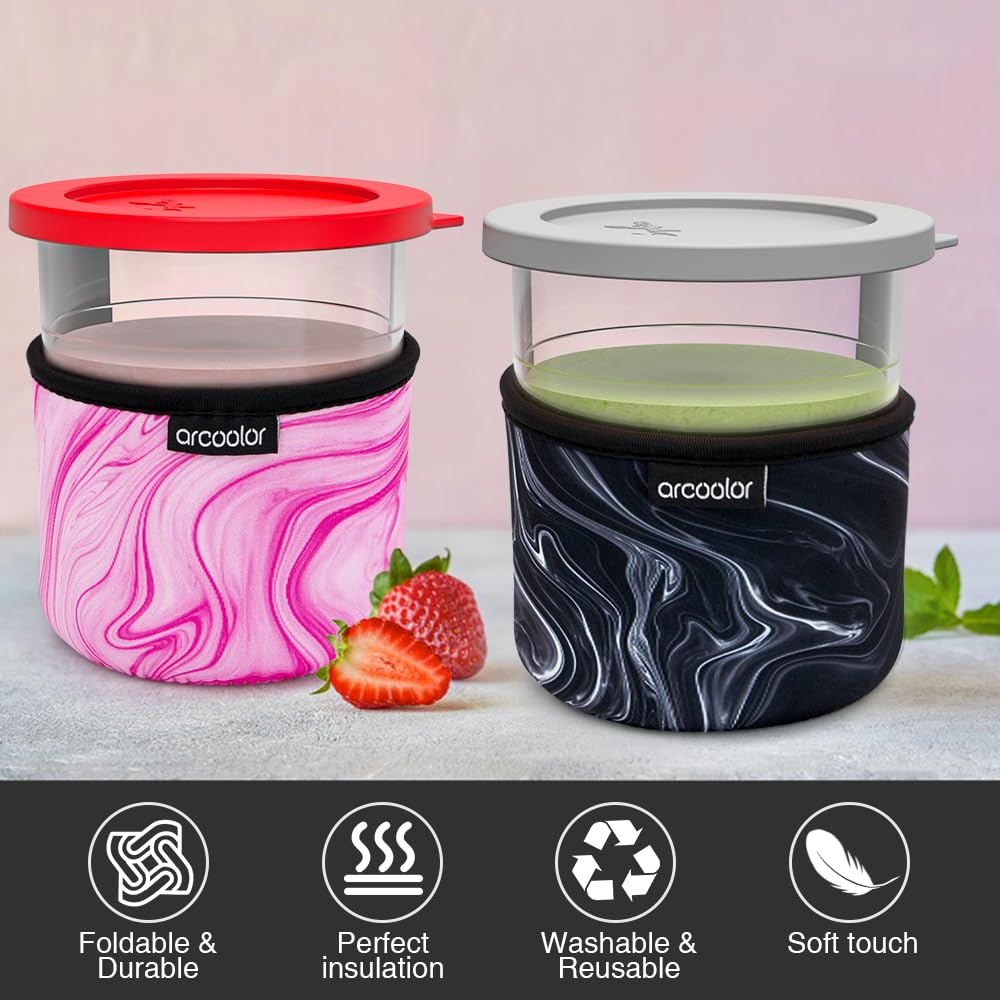 Arcoolor Ice Cream Neoprene Sleeve, Reusable Insulated Sleeves For Ninja Creami Pints, Compatible With Nc501, Nc500 Series Delux