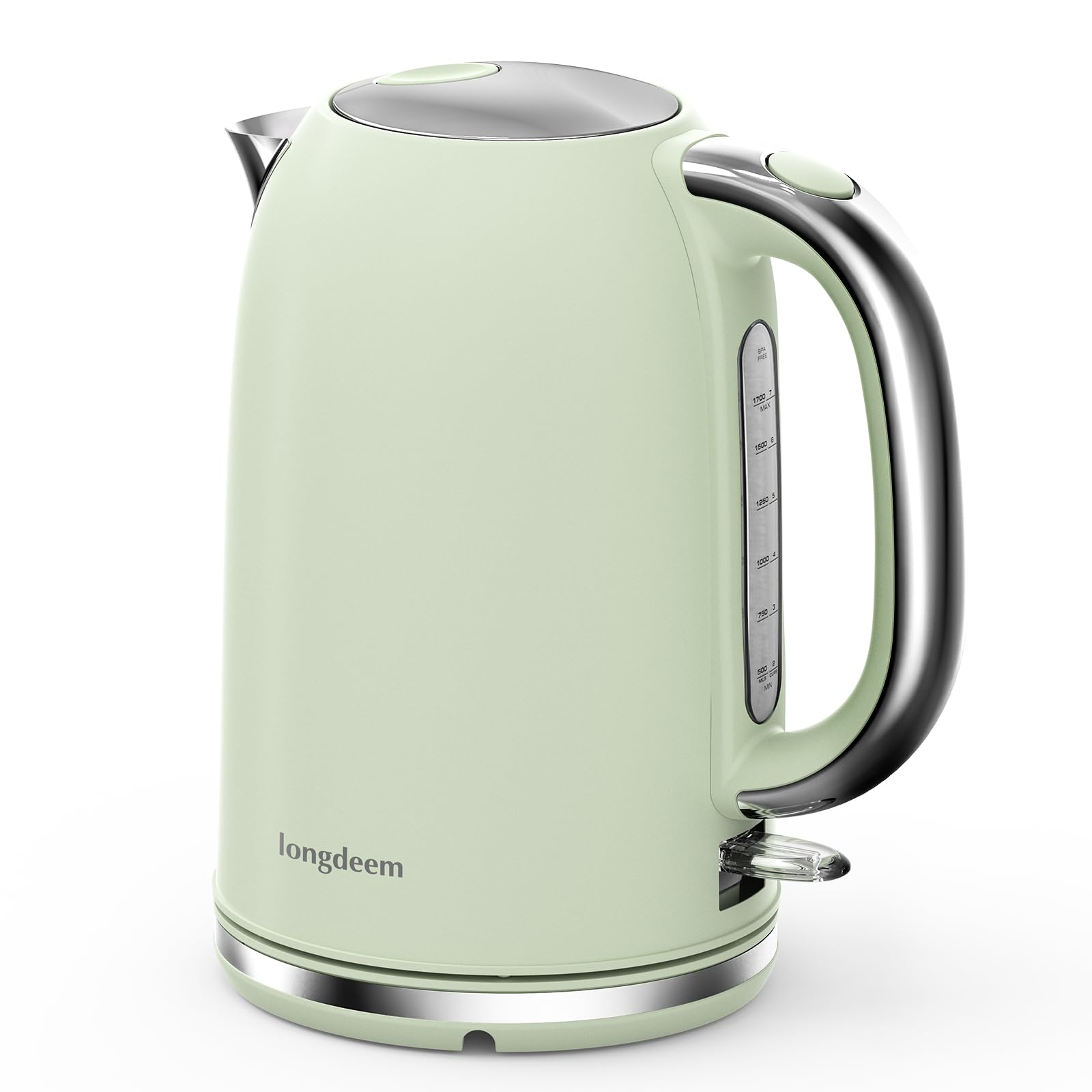 Electric Tea Kettle for Boiling Water, Wide Open Lid Stainless Steel Water Boiler, 1500W/1.7L for Coffee/Tea Brewing, Auto Shut 