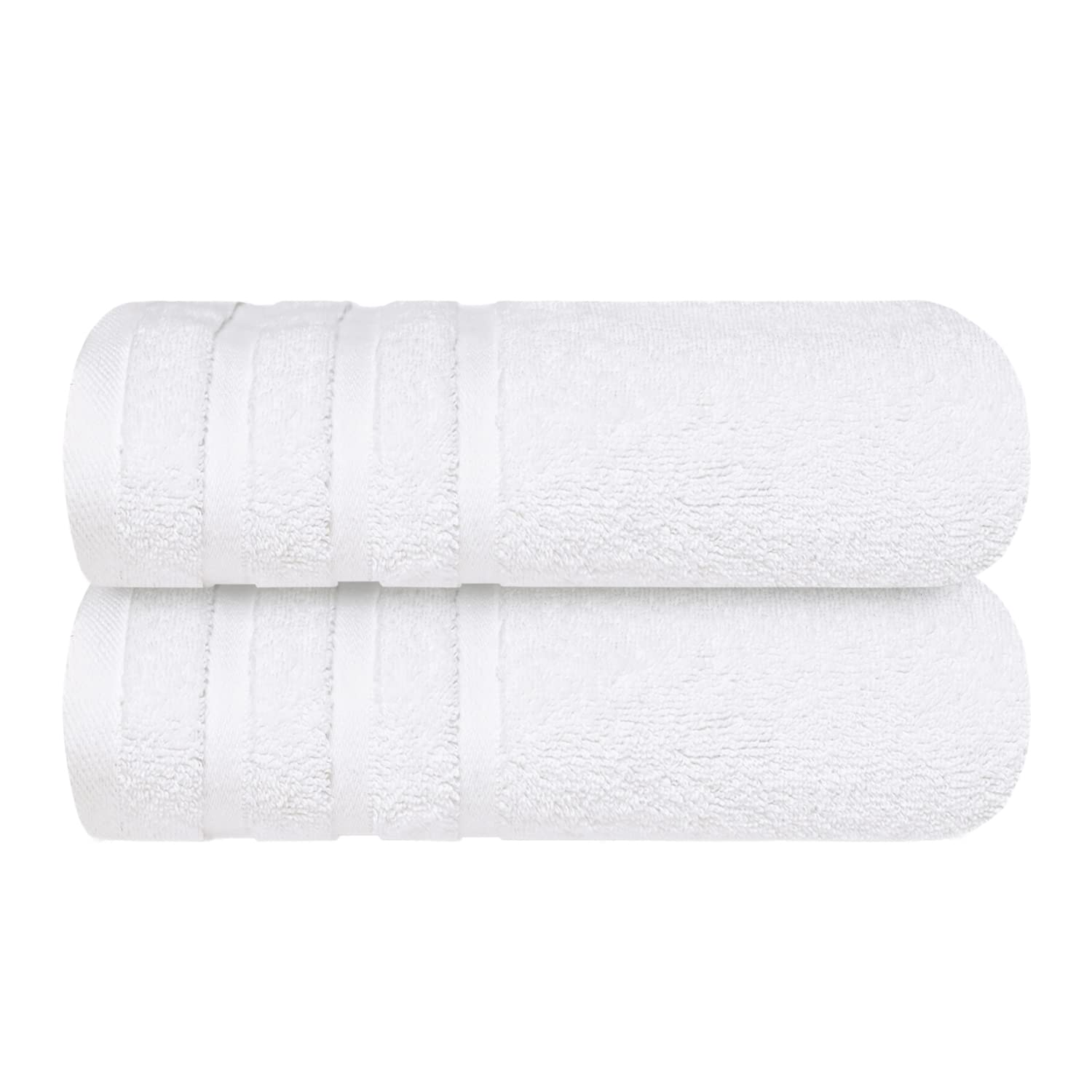 Infinitee Xclusvies Premium White Bath Towels - 2-Pack, 27X54 Inches, 100% Cotton - Unrivaled Plushness, Exceptional Absorbency,