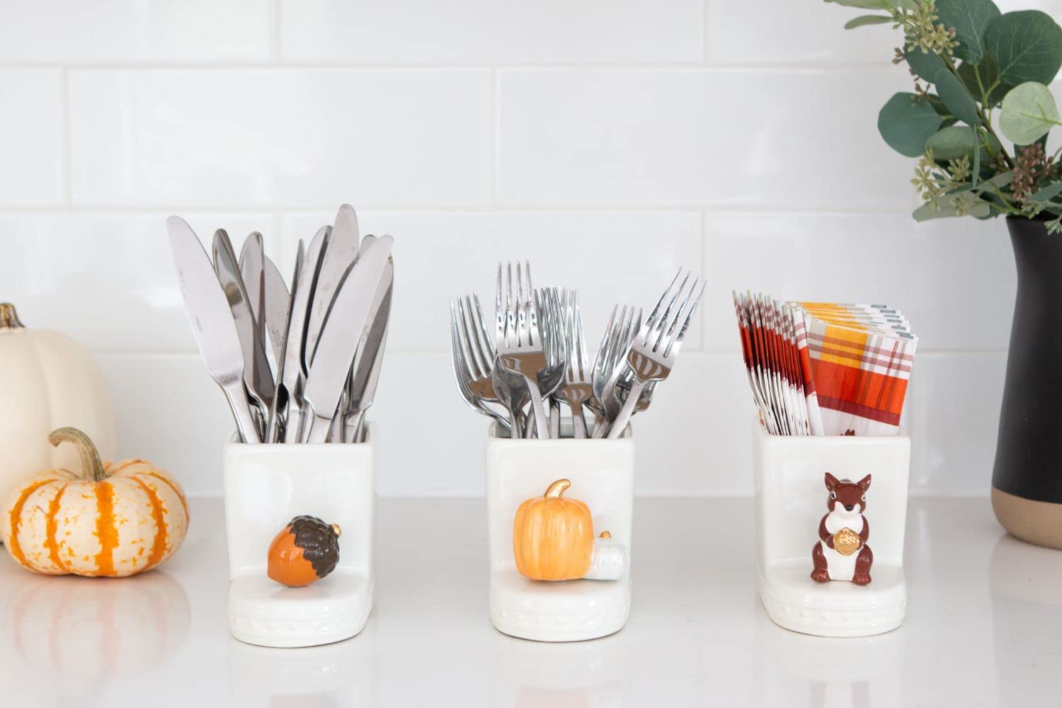 Nora Fleming Double Pumpkin - Hand-Painted Ceramic Halloween and Thanksgiving Decor - Fall Minis for The Home and Office