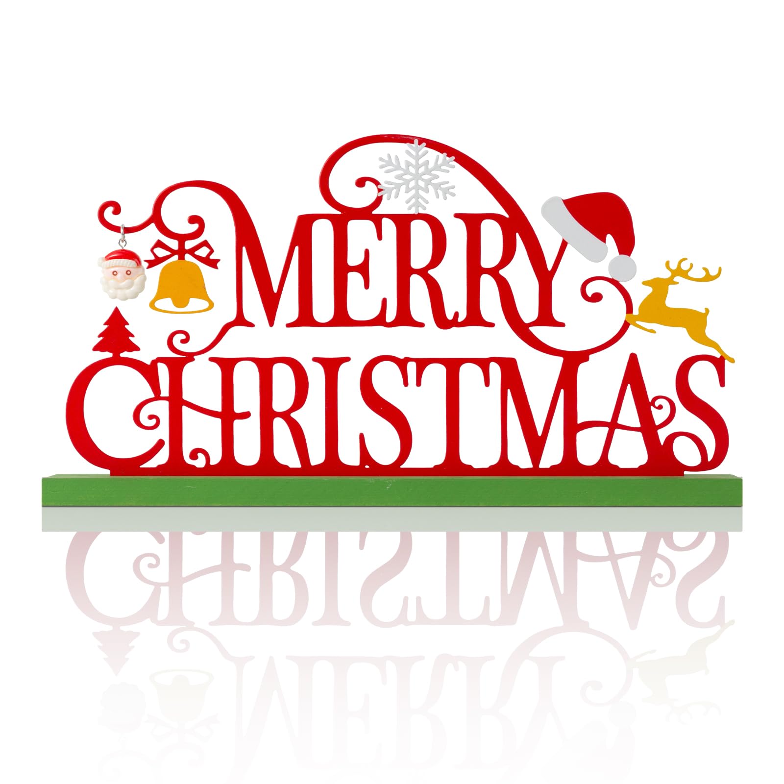 KHJCXS Metal Holiday Table Sign Decor, Decorations Tabletop Centerpiece for Home, Office, Shelf, Tiered Tray, Mantel, Indoor, Me