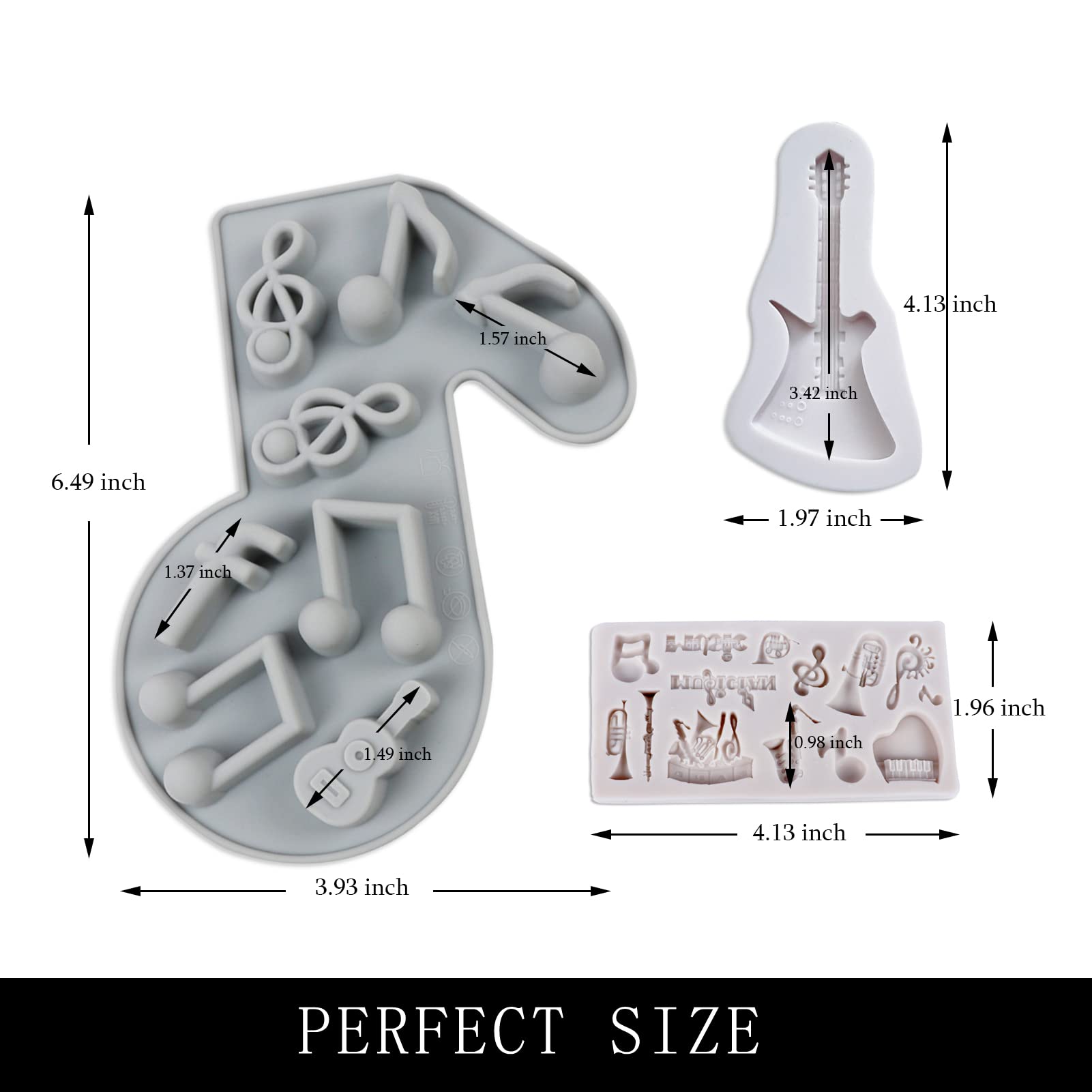 Music Note Molds Fondant Silicone, Small Pianos Musical Guitar Shape Chocolate Molds For Baking Music Cake Decoration, Cupcake T