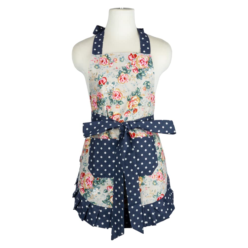 Neoviva Flirty Kitchen Apron With Big Pocket, Lining Applied, Style Kathy, Floral Quarry Bloom By Neoviva