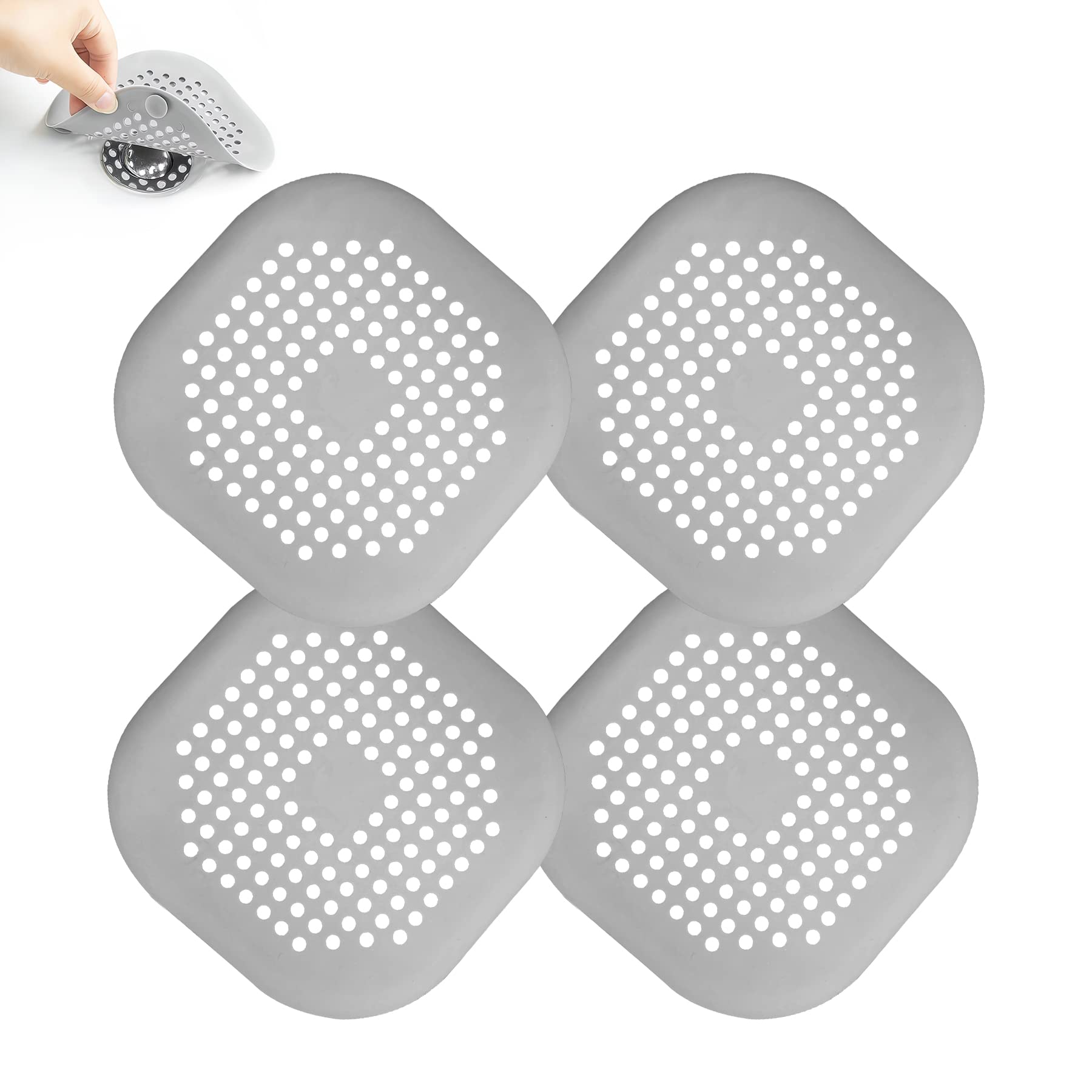 4 Pieces Drain Covers Hair Stopper For Shower Drain Bathtub Stopper Home Drain Protectors With Sucker Water Trap Sink Cover For