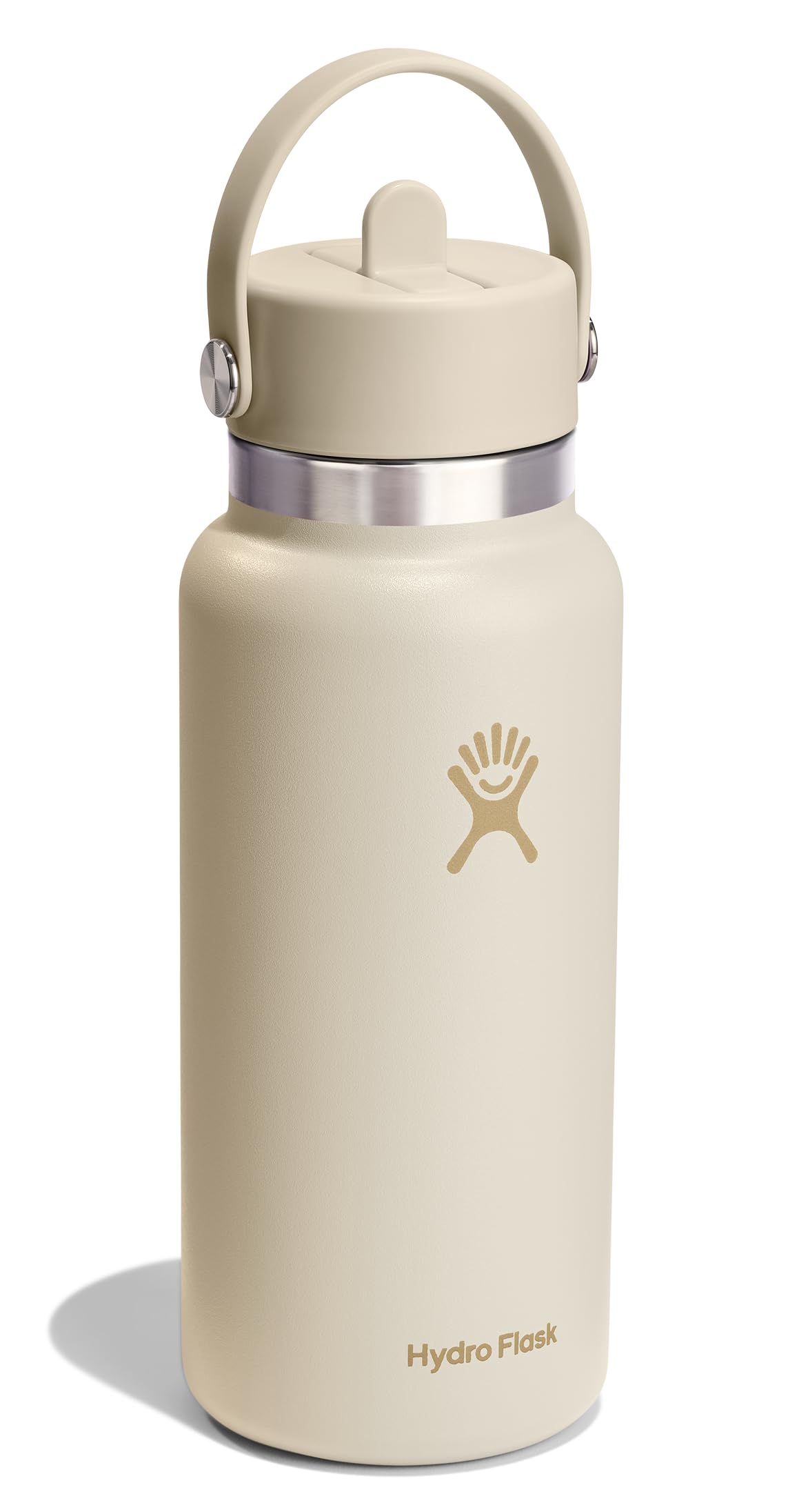 Hydro Flask Water Bottle - Insulated Stainless Steel - Wide Mouth Flex Straw Lid, Non Spill, Leakproof and Refillable in 32 Oz C