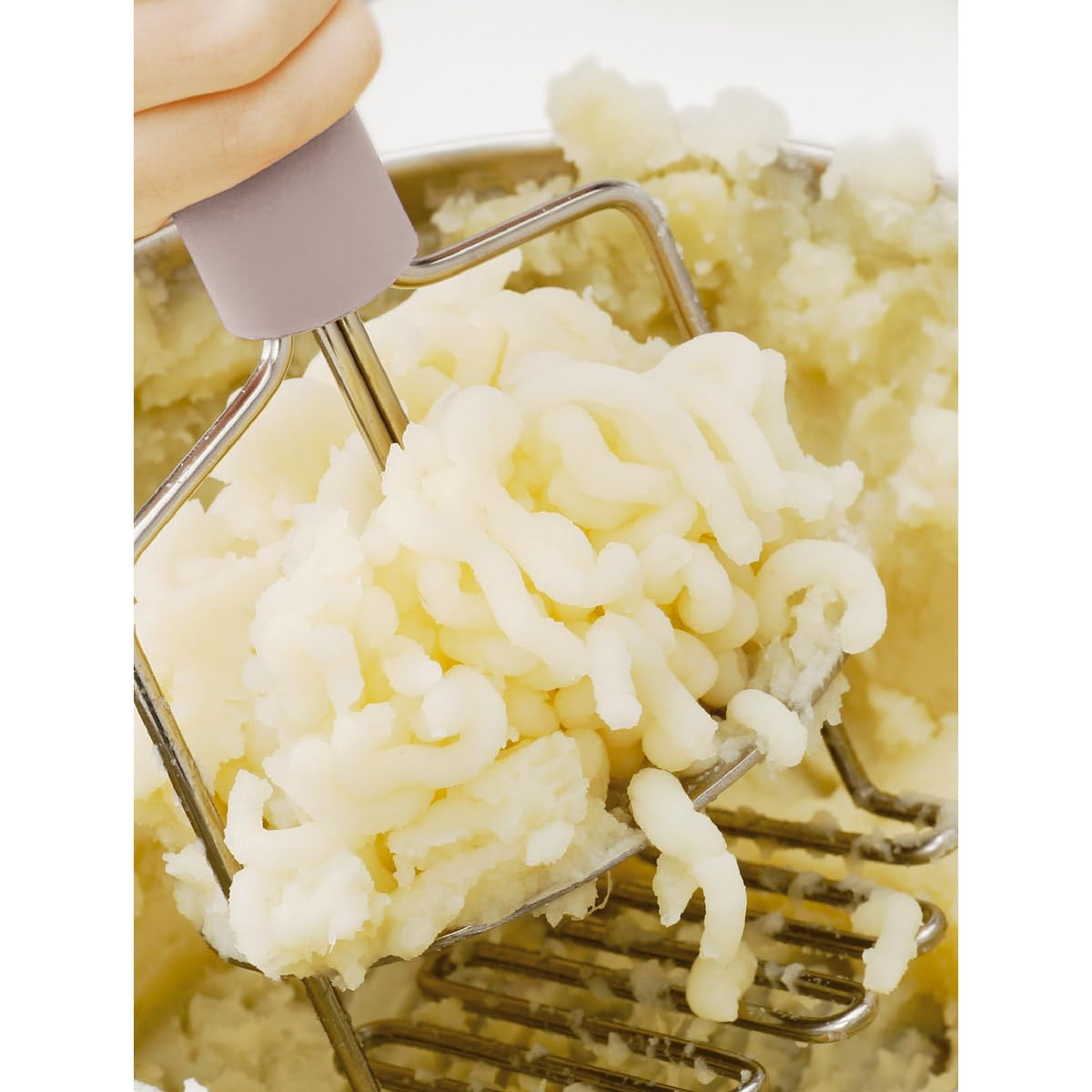Hic Kitchen Dual-Action Potato Masher And Ricer, 18/8 Stainless Steel, Wire Masher With Built-In Ricer Disc