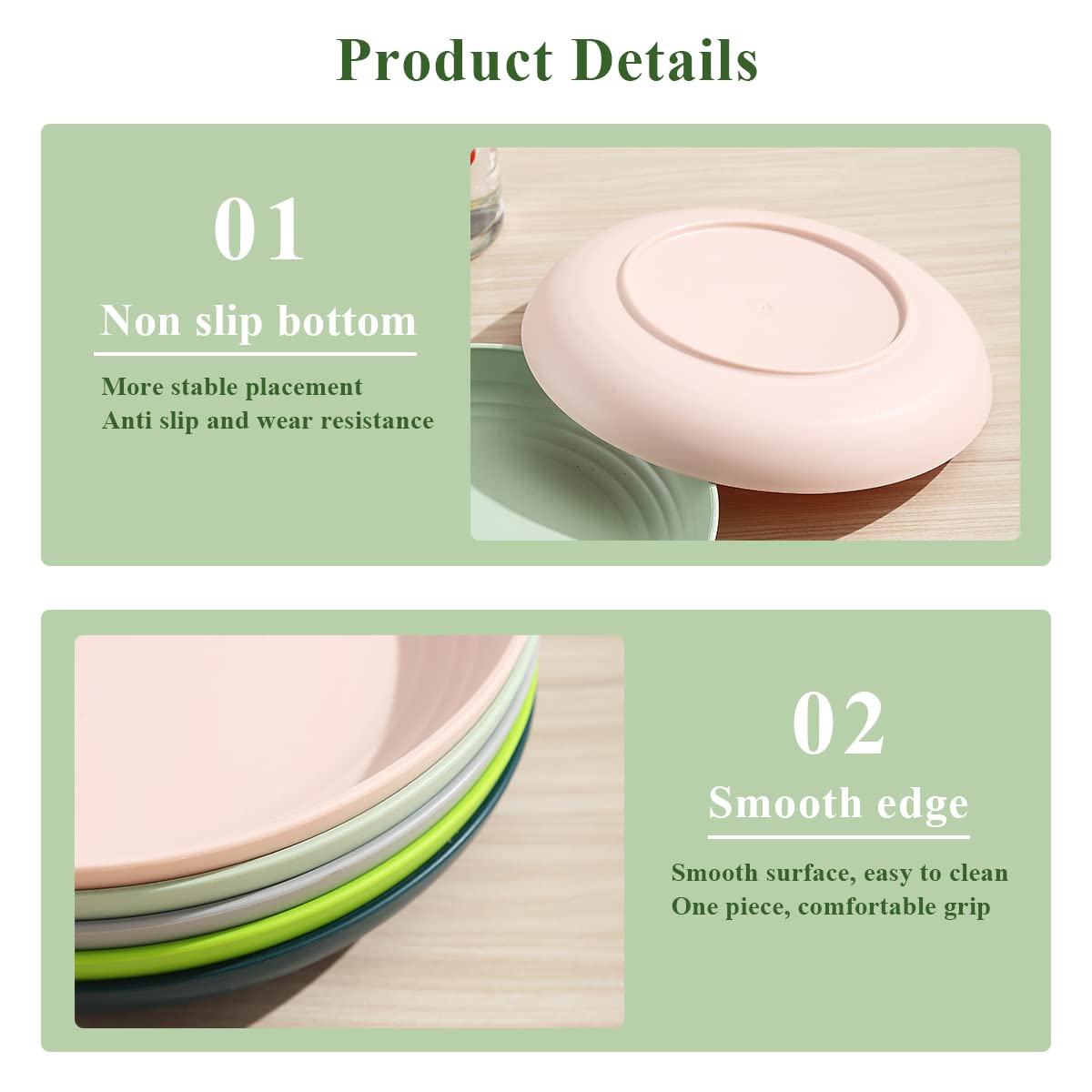Berglander 9 Inch Plastic Deep Dinner Plates Set of 8 Colors  Reusable and Sturdy Unbreakable Dishes Set for Pasta Bowls Ramen Drop Resistant  BPA Free Dinnerware Microwave Safe Dishwasher Safe