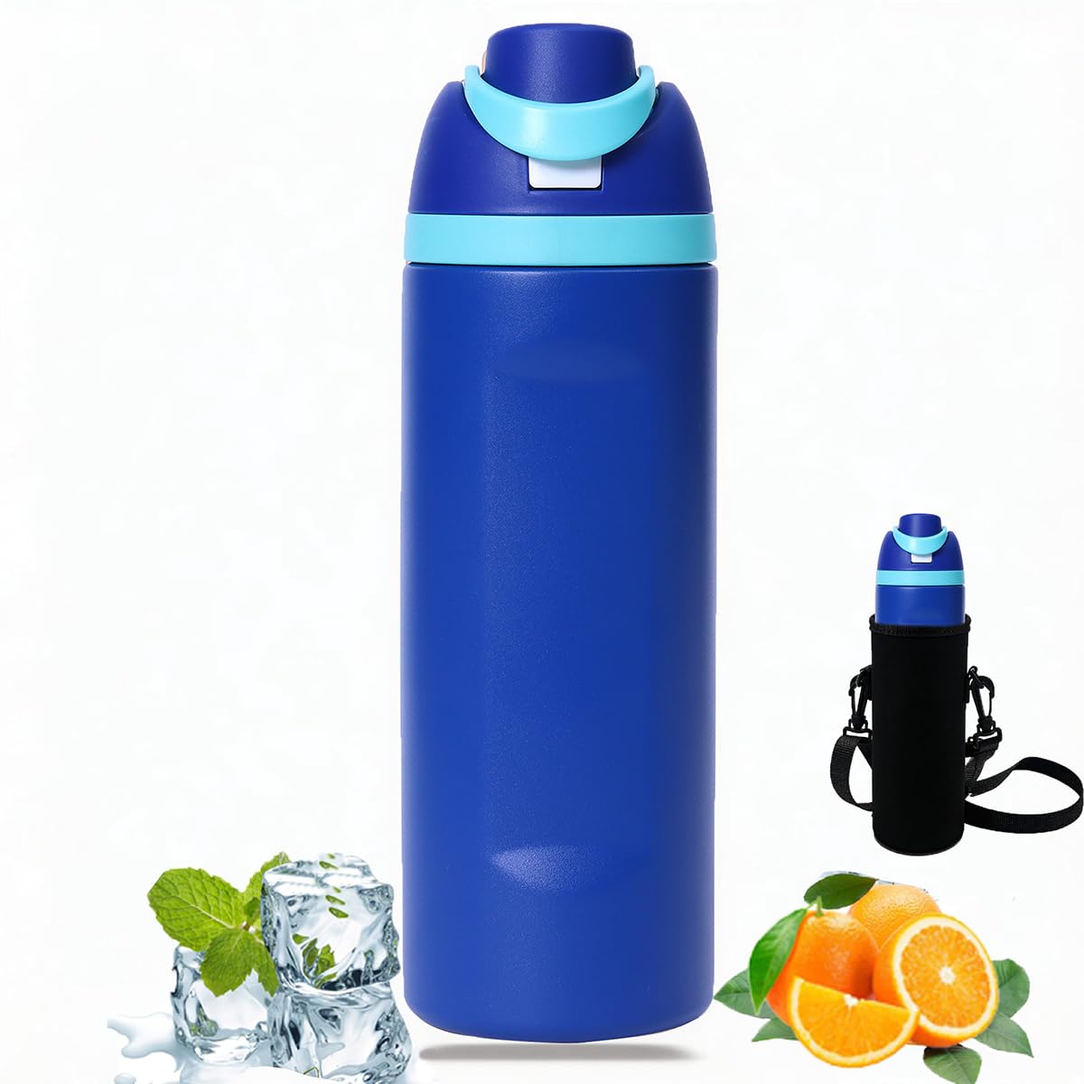 Blue OwaIa Style Water Bottle 24 Oz Stainless Steel Leak Proof Insulated Water Bottle BPAFree Sports Water Bottle for Sports an