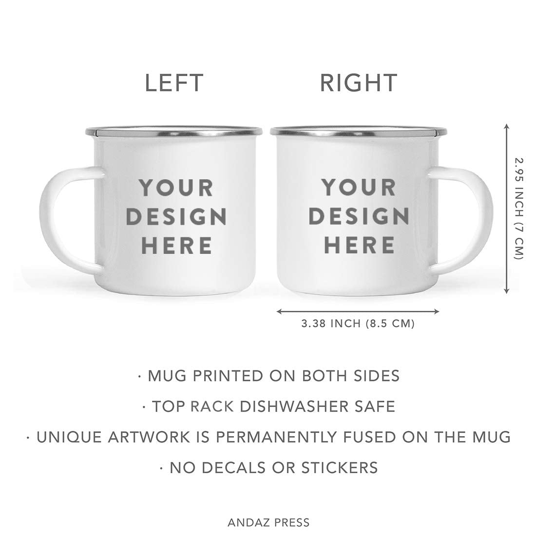 Andaz Press Stainless Steel Campfire Coffee Mugs Gift Set, His Doe, Her Buck, Deer Antlers Graphic, 2-Pack, Woodland Couple Chri