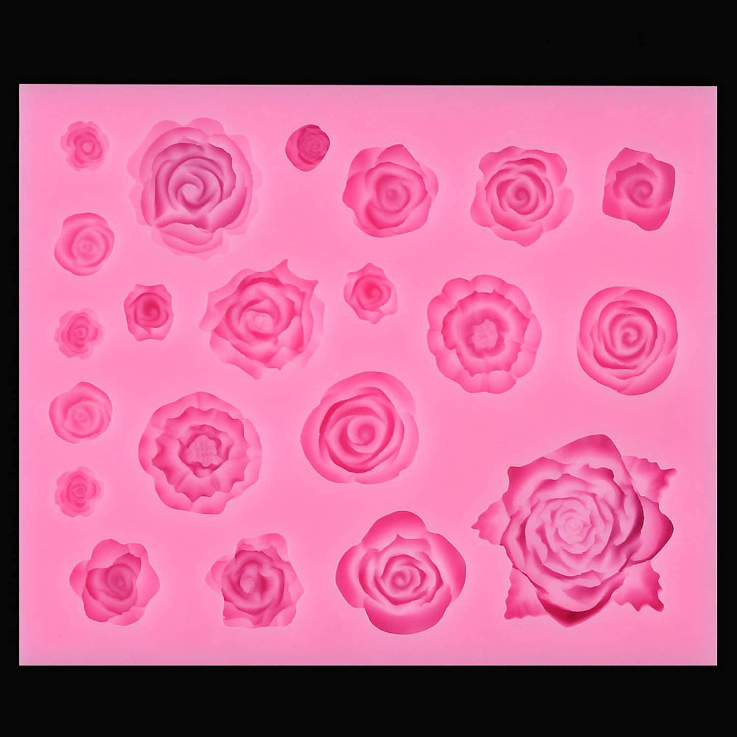 Tosnail 3 Pack 21 Cavity Silicone Fondant Molds Rose Flower Candy Molds For Wedding Cake, Cake Pop, Cookie And Cupcake Decoratio